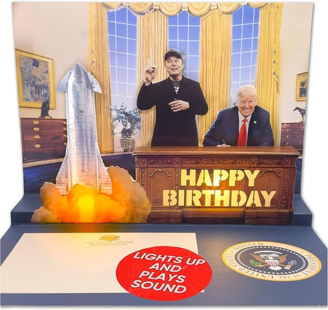 President Trump and Elon Talking Birthday Card with Authentic Voices - PatriotDepot.com