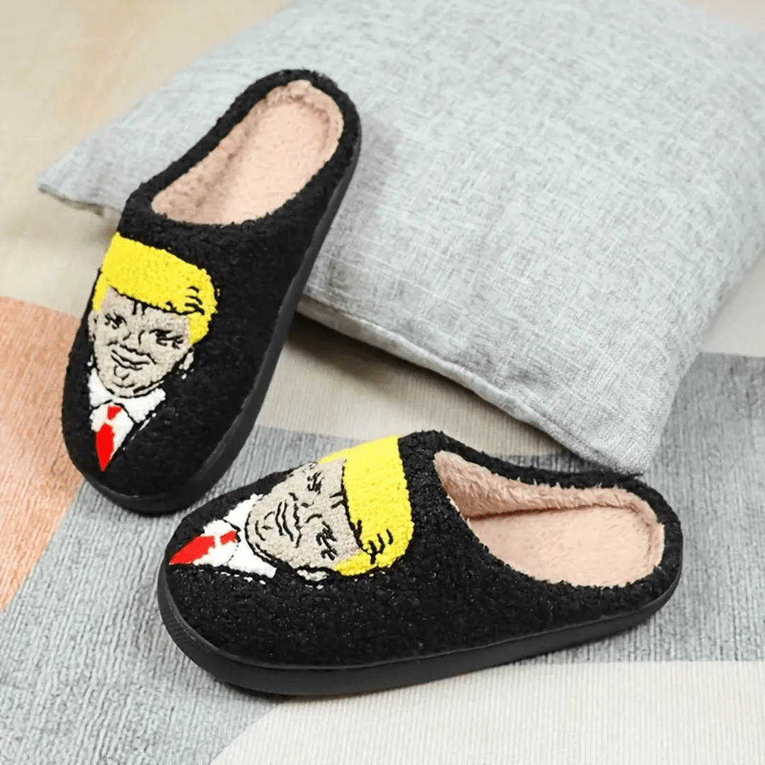 President Trump Cozy Plush Slippers (Non - Slip) - PatriotDepot.com