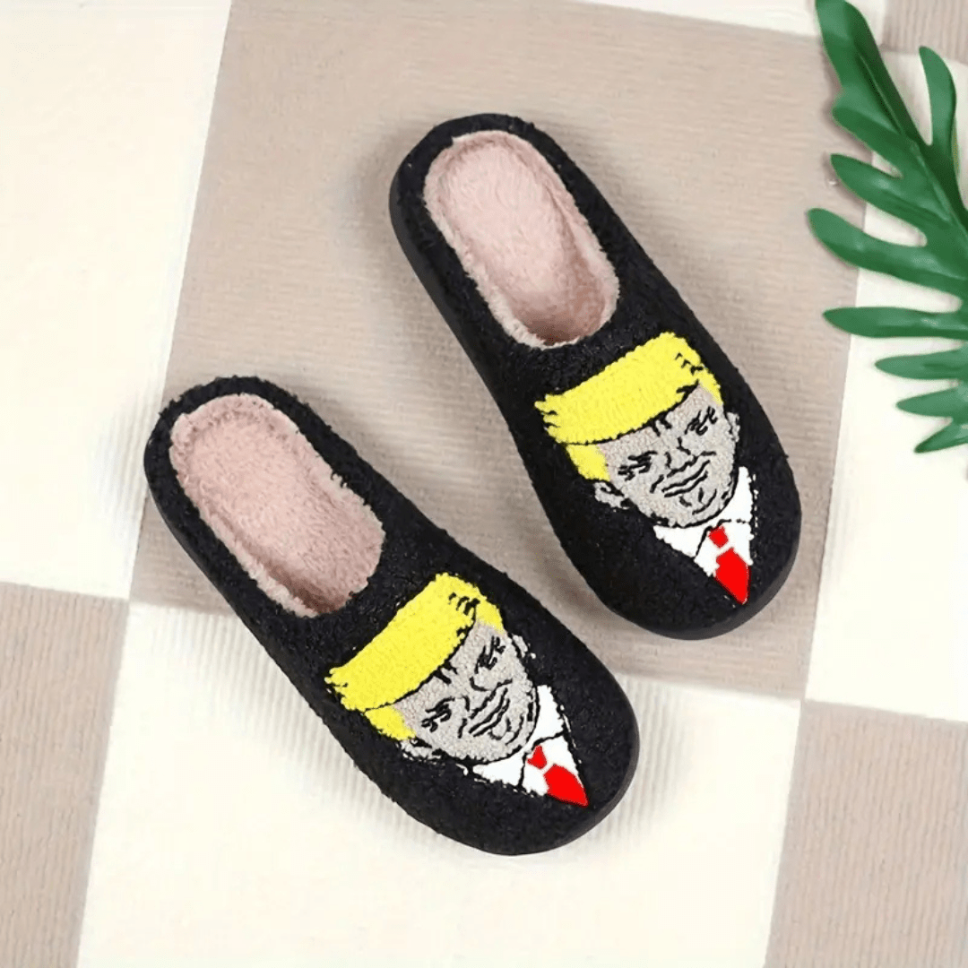 President Trump Cozy Plush Slippers (Non - Slip) - PatriotDepot.com