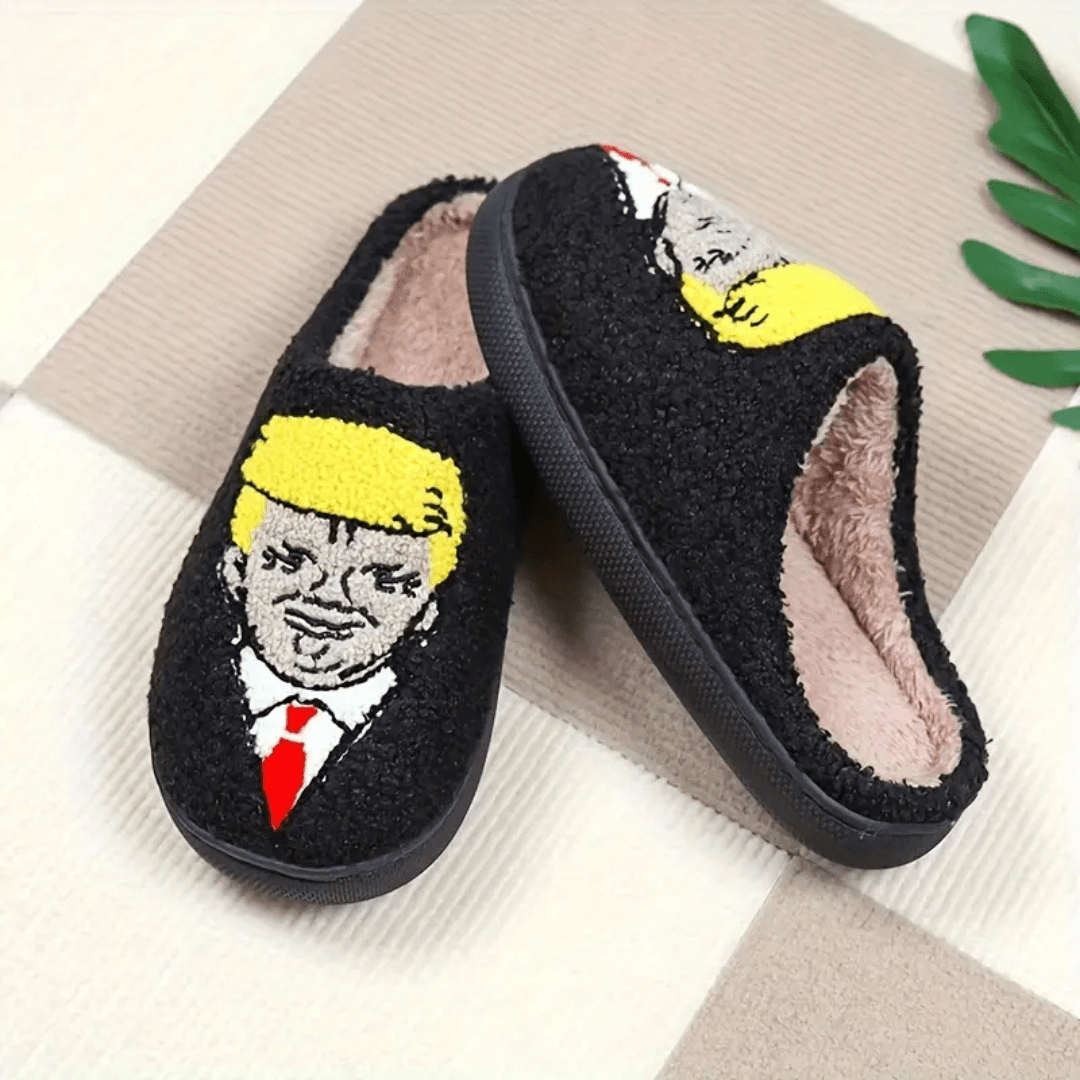 President Trump Cozy Plush Slippers (Non - Slip) - PatriotDepot.com