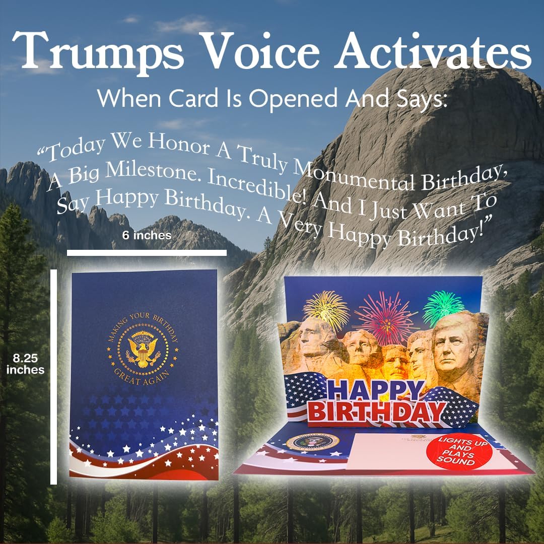 President Trump Mount Rushmore Talking Birthday Card with Authentic Voice - PatriotDepot.com