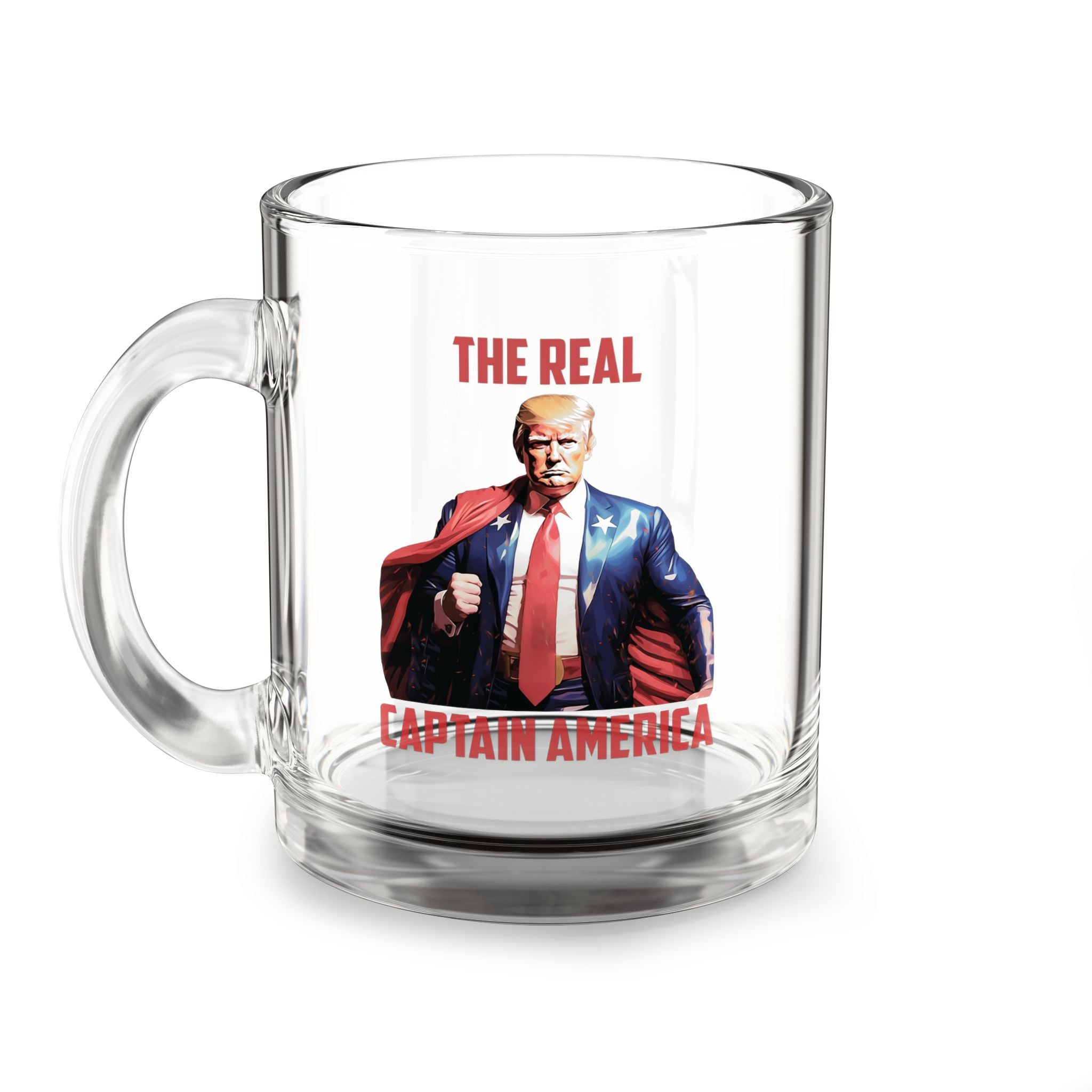 President Trump "The Real Captain America" Custom Glass Mug - PatriotDepot.com