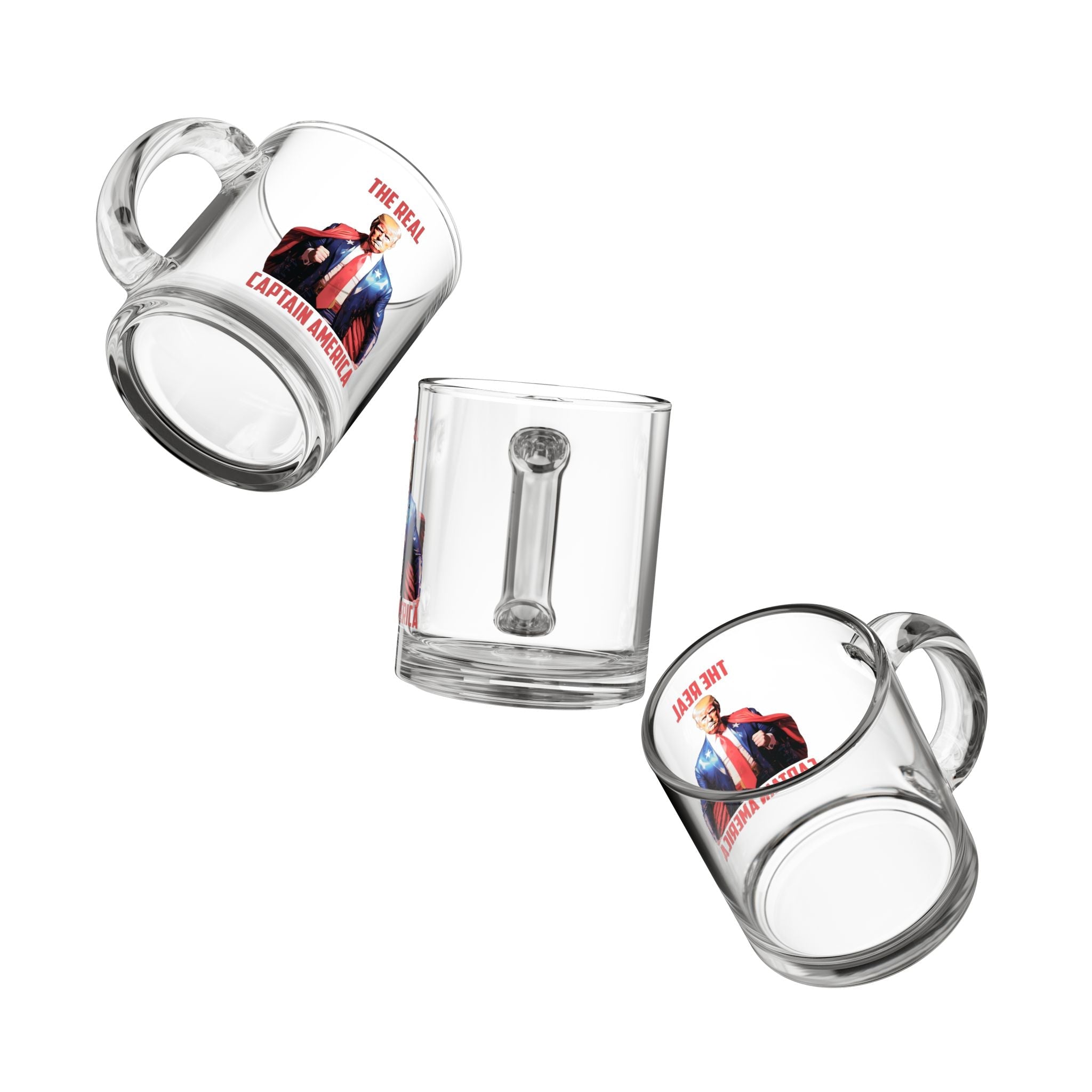 President Trump "The Real Captain America" Custom Glass Mug - PatriotDepot.com