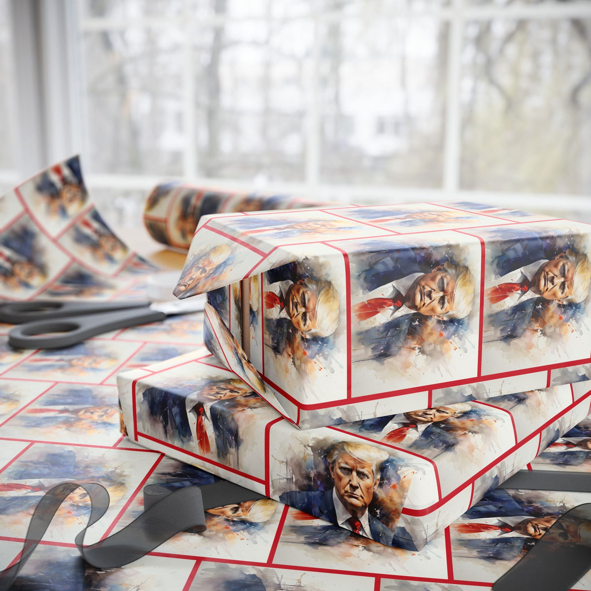 Trump Wraps Presidential Trump Portrait Wrapping Paper | Premium MAGA Gift Wrap ...