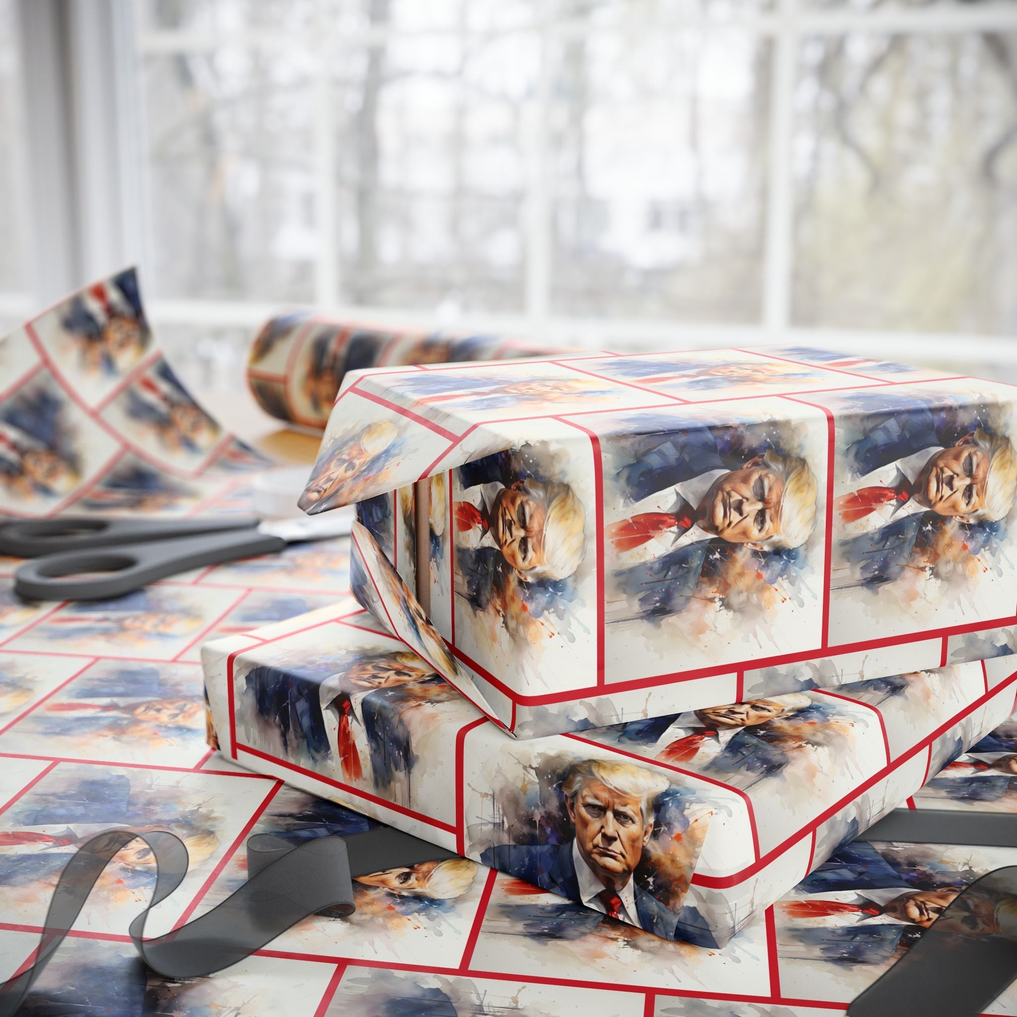 Presidential Trump Portrait Wrapping Paper | Premium MAGA Gift Wrap - PatriotDepot.com