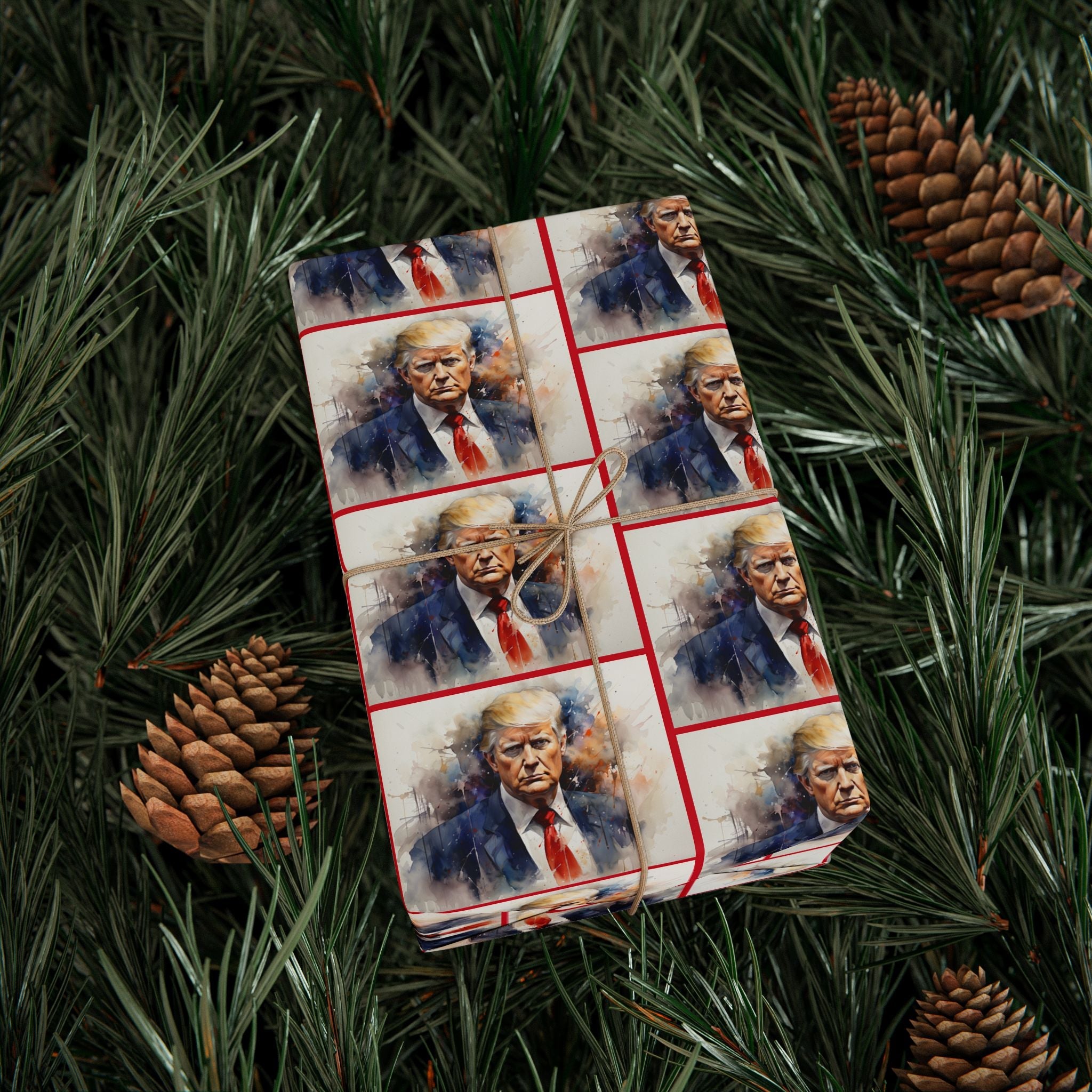 Presidential Trump Portrait Wrapping Paper | Premium MAGA Gift Wrap - PatriotDepot.com