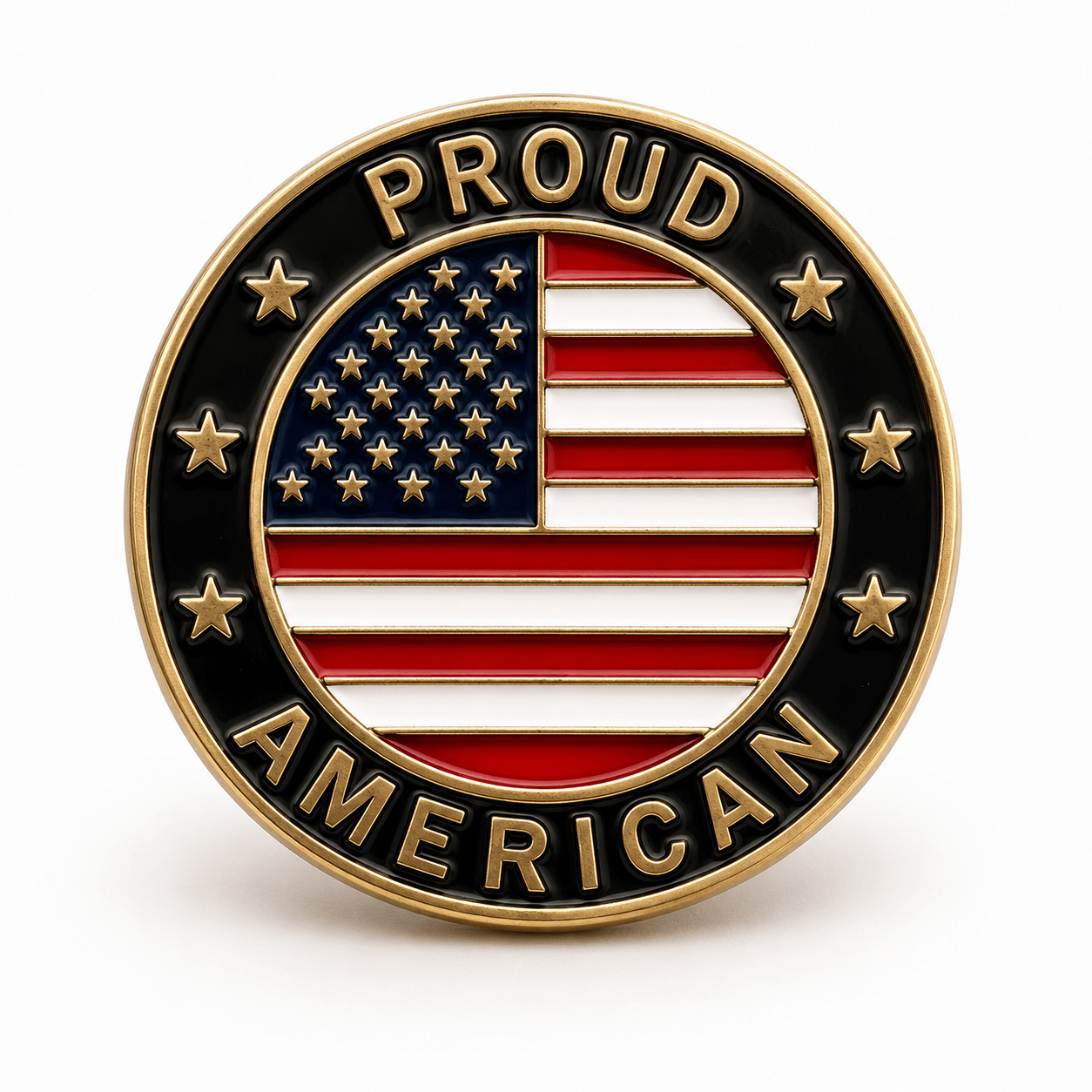 Proud American Patriotic Gold Plated Lapel Pin - PatriotDepot.com