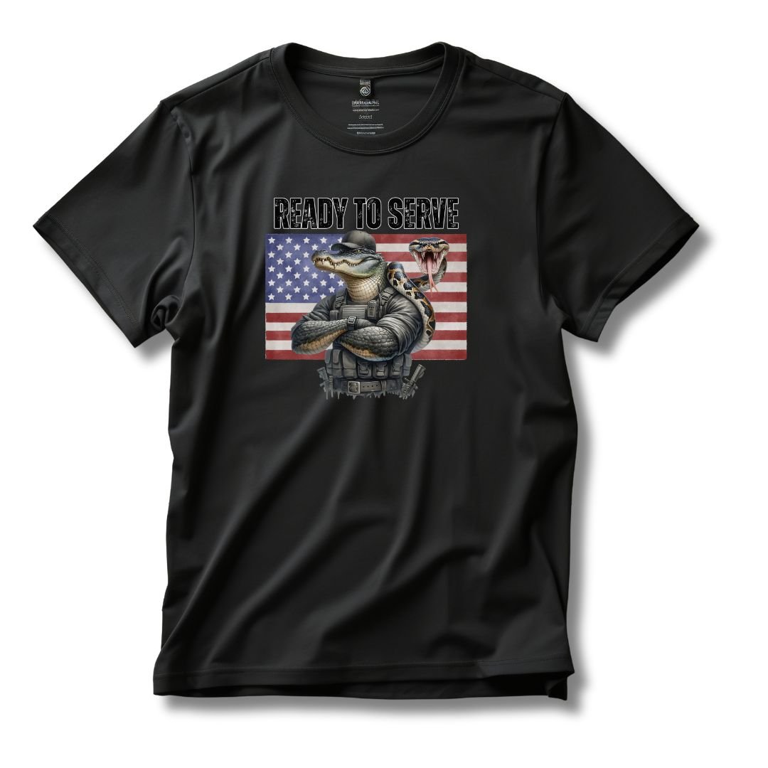 Ready to Serve Alligator Alcatraz T-Shirt (Patriotic Python Edition) - PatriotDepot.com