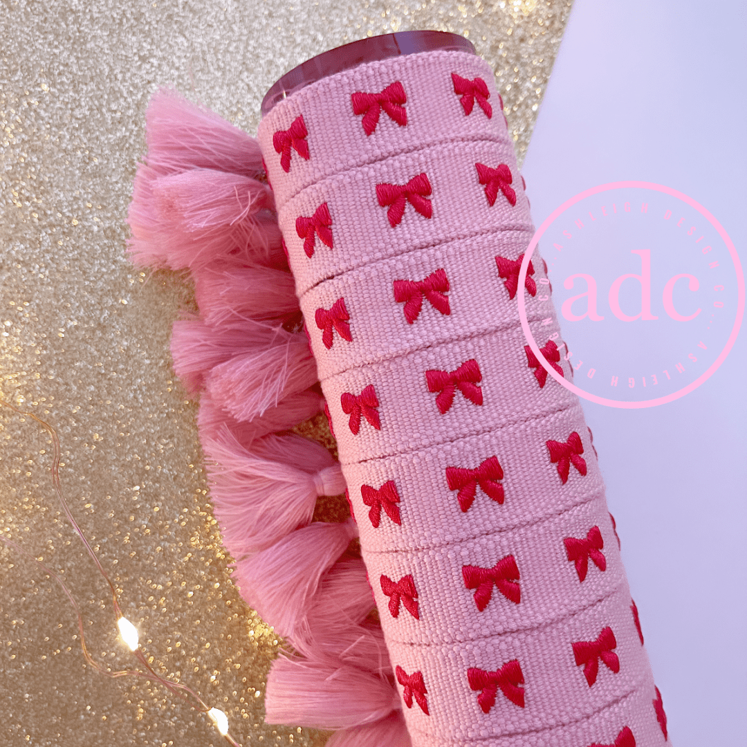 Red & Pink Bows Adjustable Woven Canvas Bracelet - PatriotDepot.com