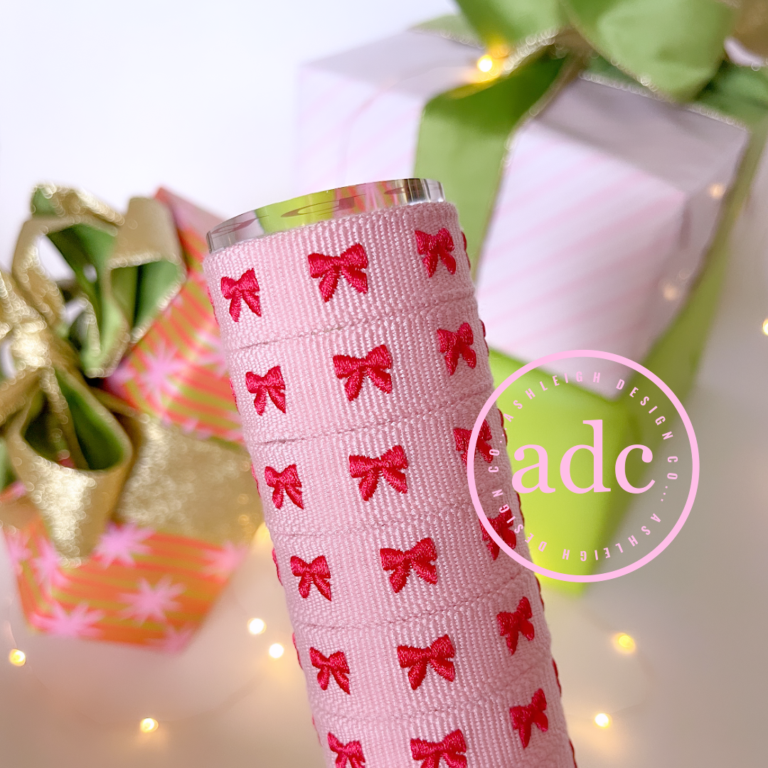 Red & Pink Bows Adjustable Woven Canvas Bracelet - PatriotDepot.com