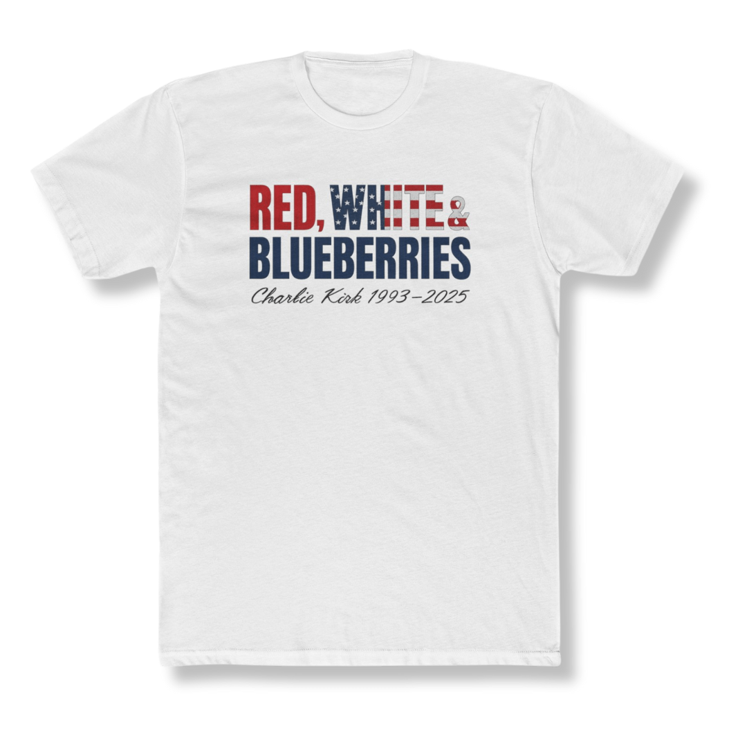 Red, White and Blueberries Tribute to Charlie Kirk 1993 - 2025 T-Shirt - PatriotDepot.com