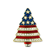 Rhinestone Patriotic Christmas Tree Pin - PatriotDepot.com