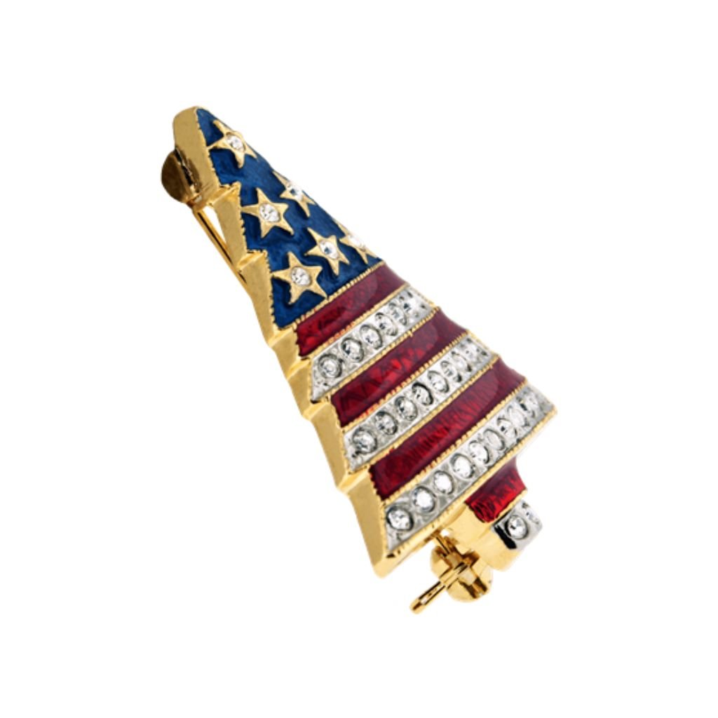 Rhinestone Patriotic Christmas Tree Pin - PatriotDepot.com