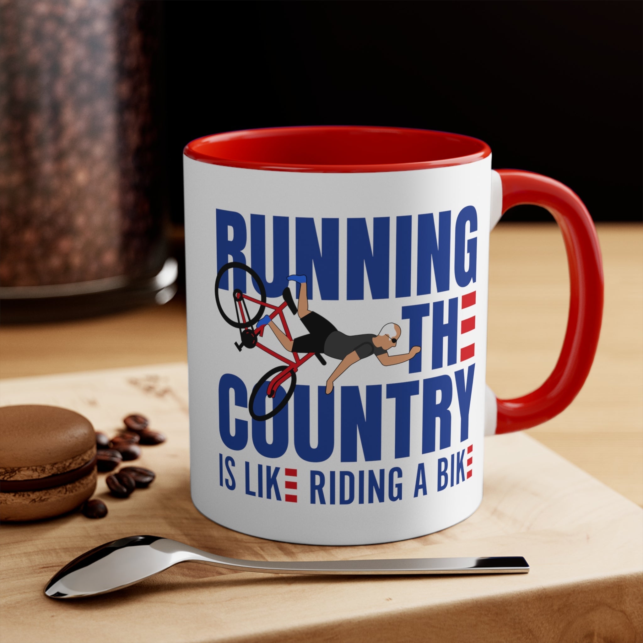 Running The Country Is Like Riding A Bike Mug (2 sizes, 3 colors) - PatriotDepot.com