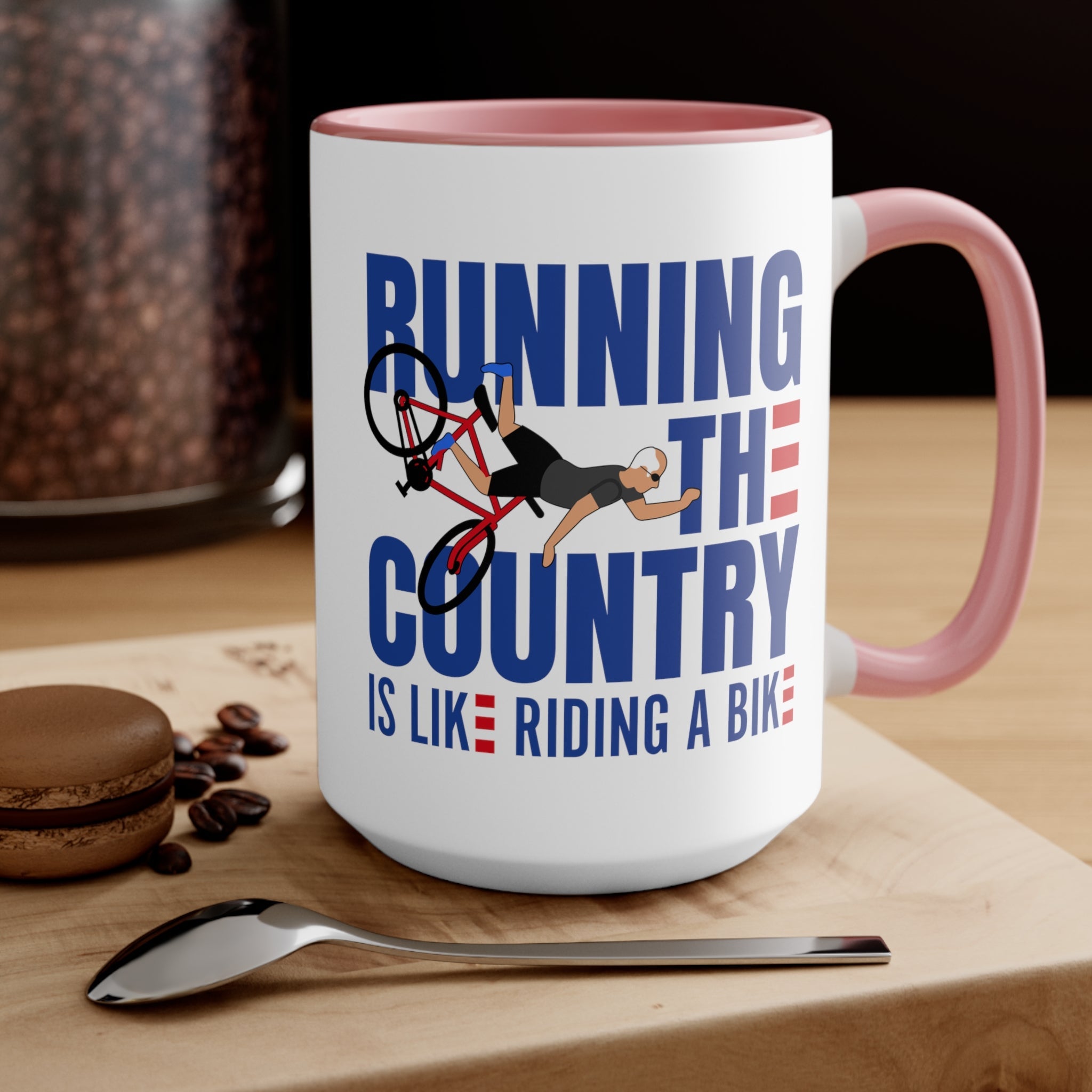 Running The Country Is Like Riding A Bike Mug (2 sizes, 3 colors) - PatriotDepot.com