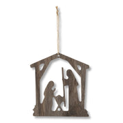 Rustic Holy Family Silhoutte Wood Ornament - PatriotDepot.com