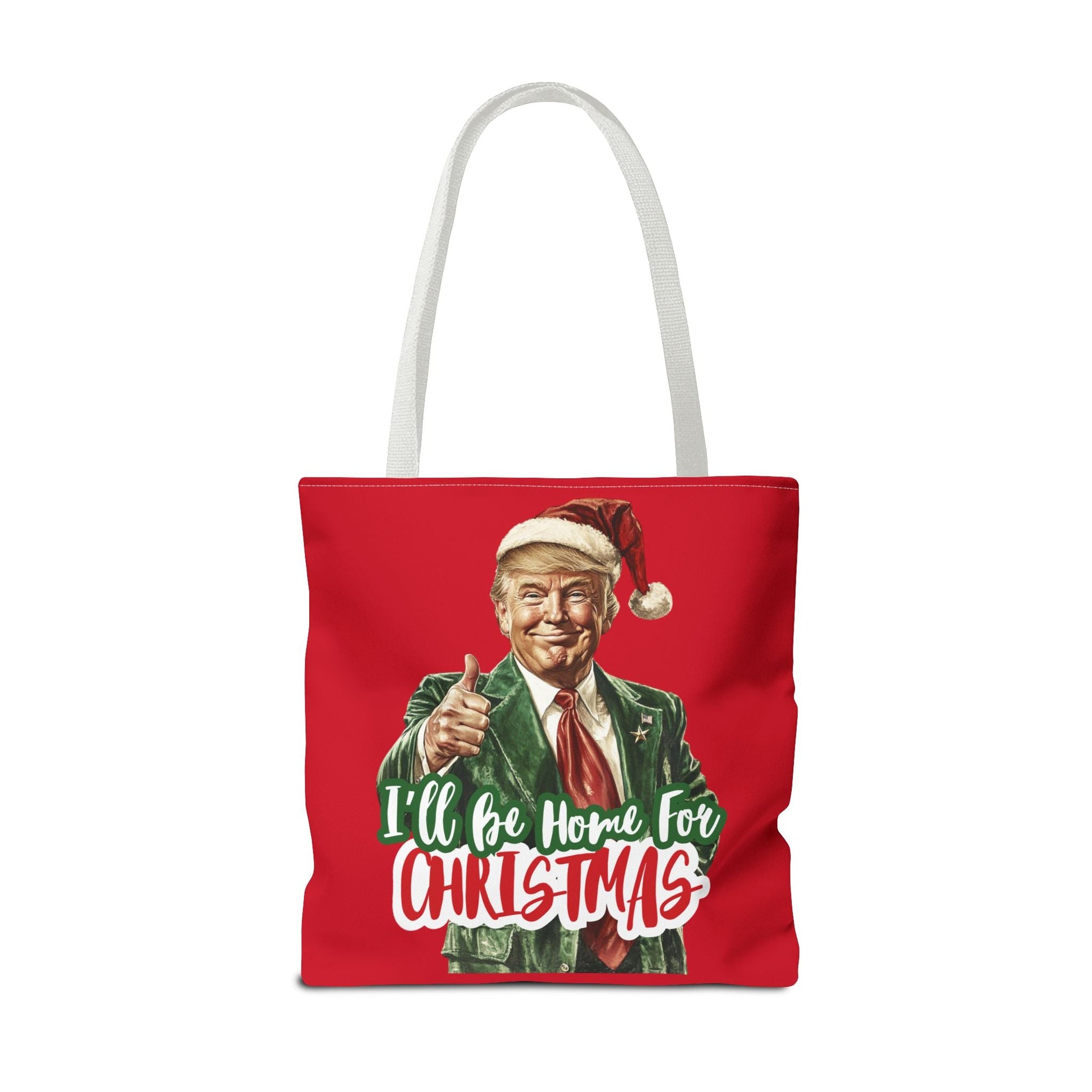 Santa Trump "I'll Be Home for Christmas" Tote Bag (3 Sizes) - PatriotDepot.com