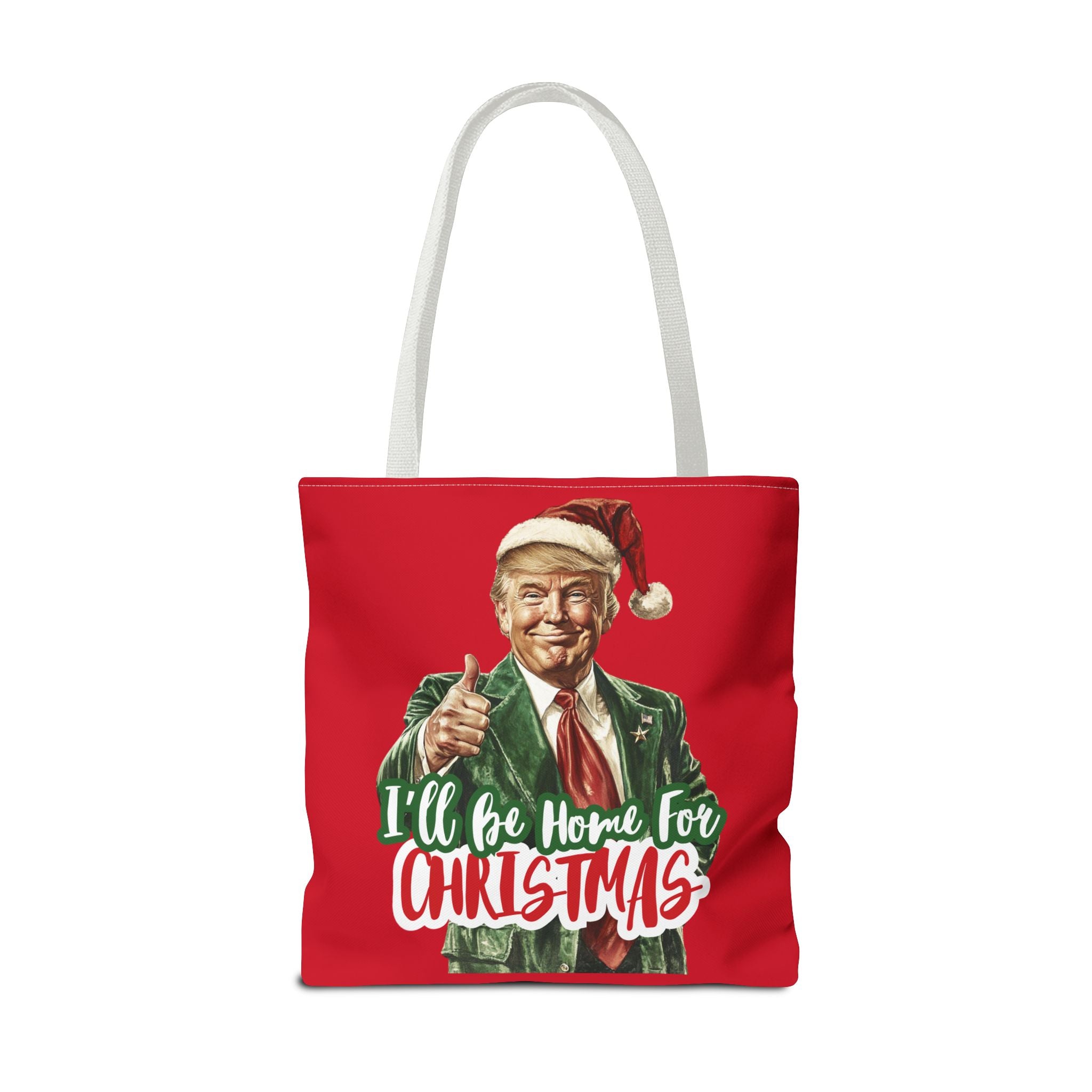 Santa Trump "I'll Be Home for Christmas" Tote Bag (3 Sizes) - PatriotDepot.com