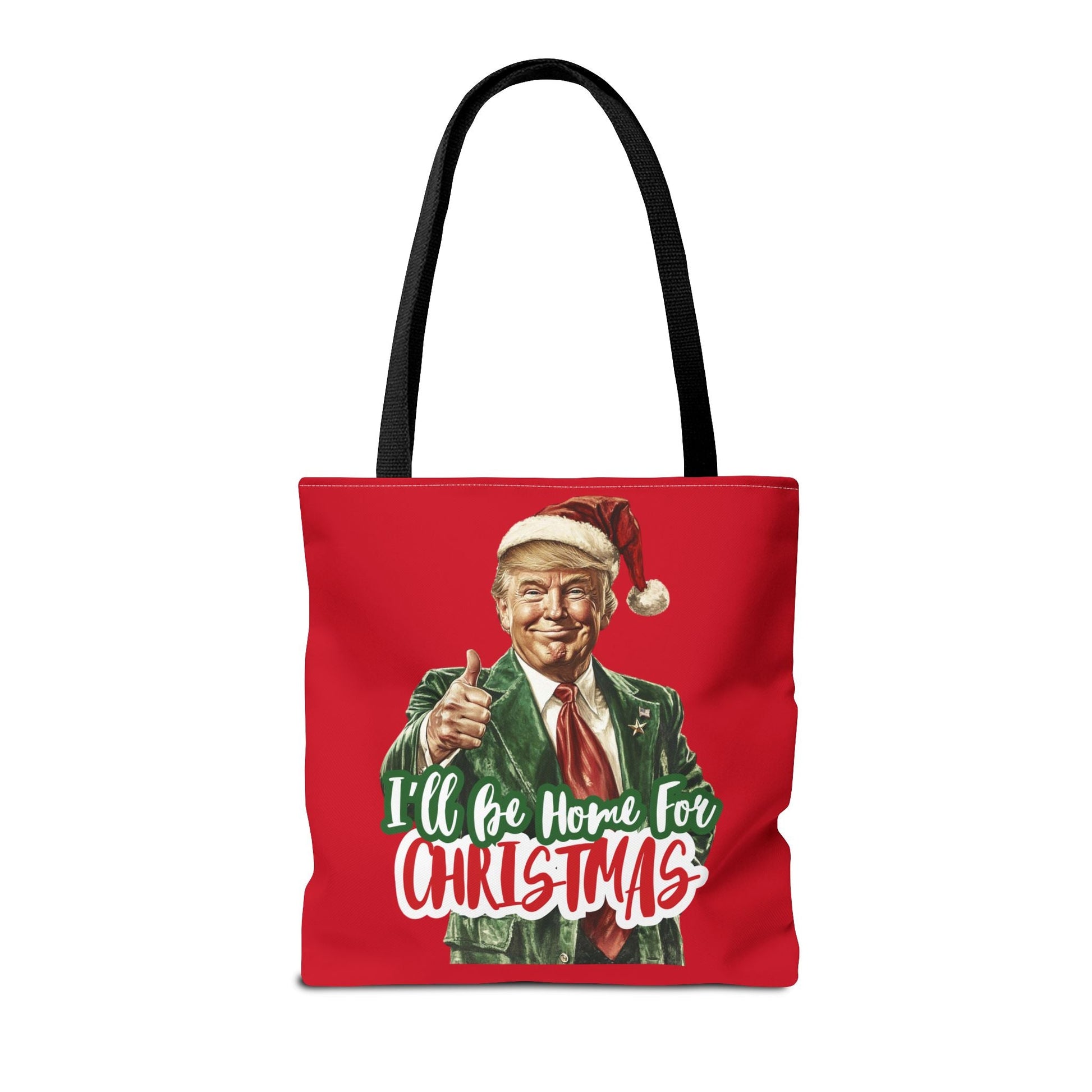 Santa Trump "I'll Be Home for Christmas" Tote Bag (3 Sizes) - PatriotDepot.com