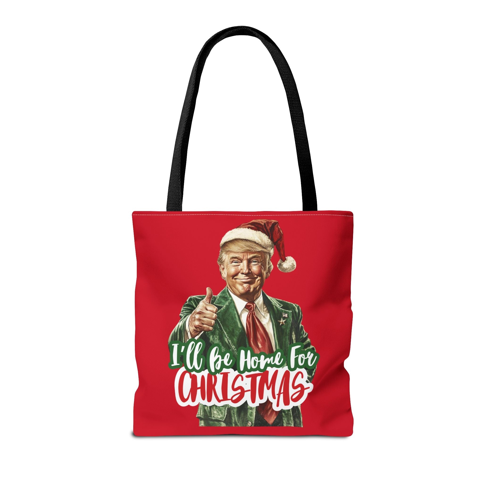 Santa Trump "I'll Be Home for Christmas" Tote Bag (3 Sizes) - PatriotDepot.com
