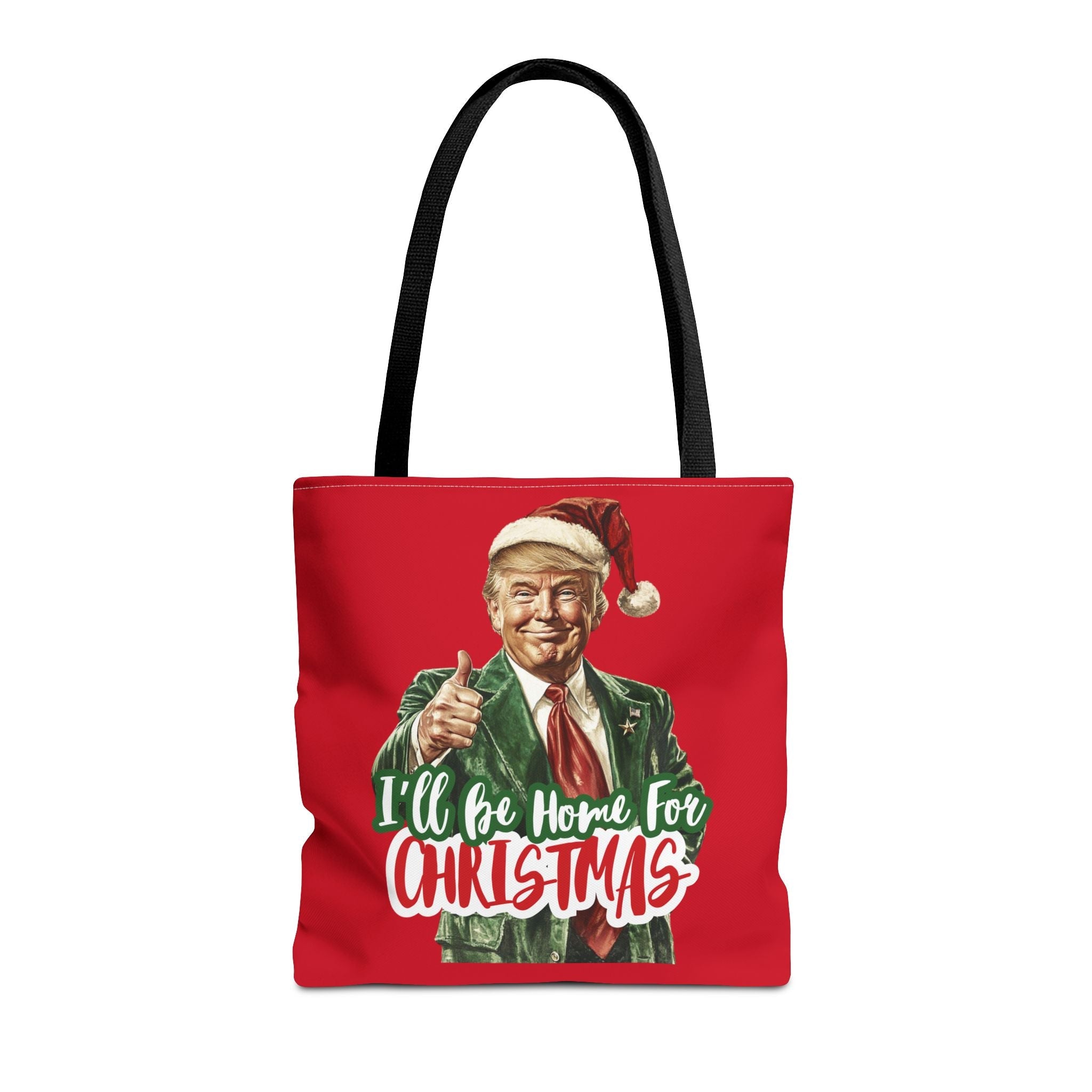 Santa Trump "I'll Be Home for Christmas" Tote Bag (3 Sizes) - PatriotDepot.com