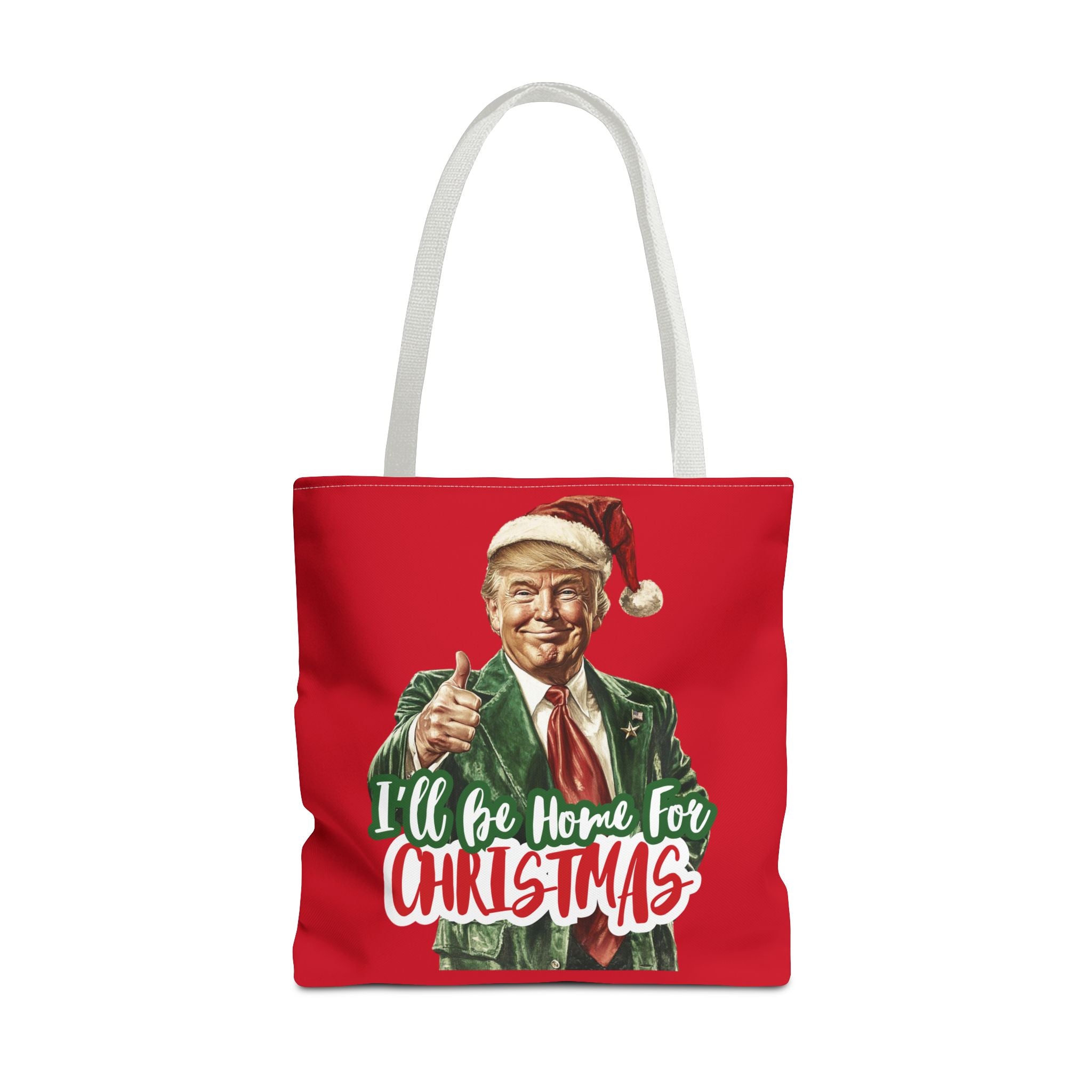 Santa Trump "I'll Be Home for Christmas" Tote Bag (3 Sizes) - PatriotDepot.com