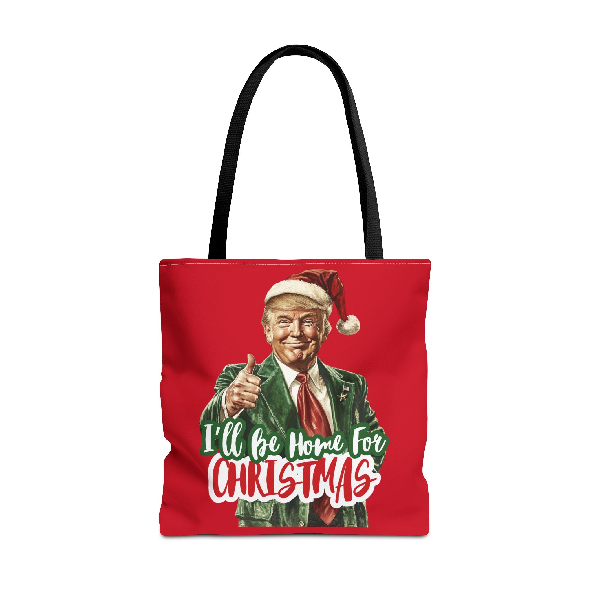 Santa Trump "I'll Be Home for Christmas" Tote Bag (3 Sizes) - PatriotDepot.com