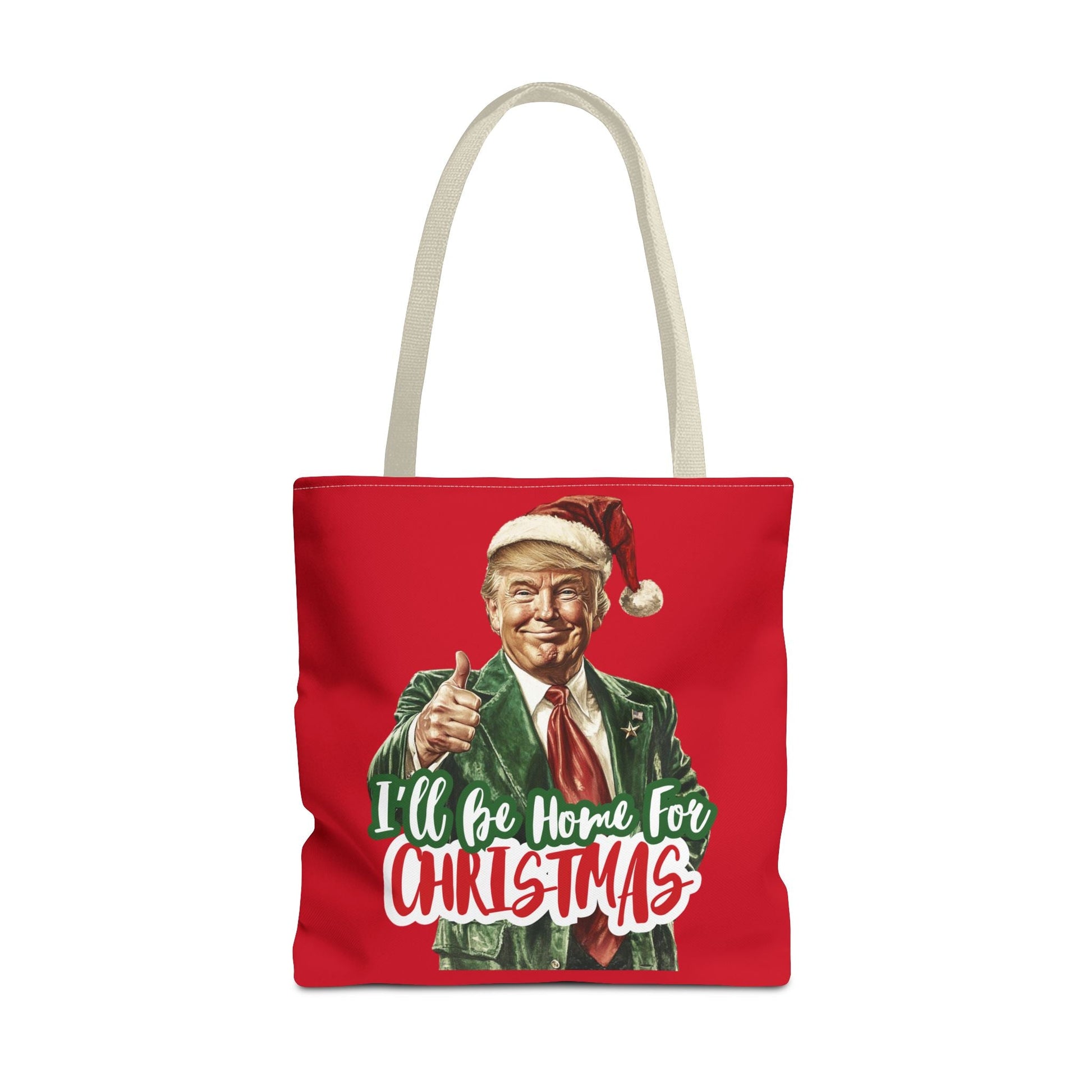 Santa Trump "I'll Be Home for Christmas" Tote Bag (3 Sizes) - PatriotDepot.com