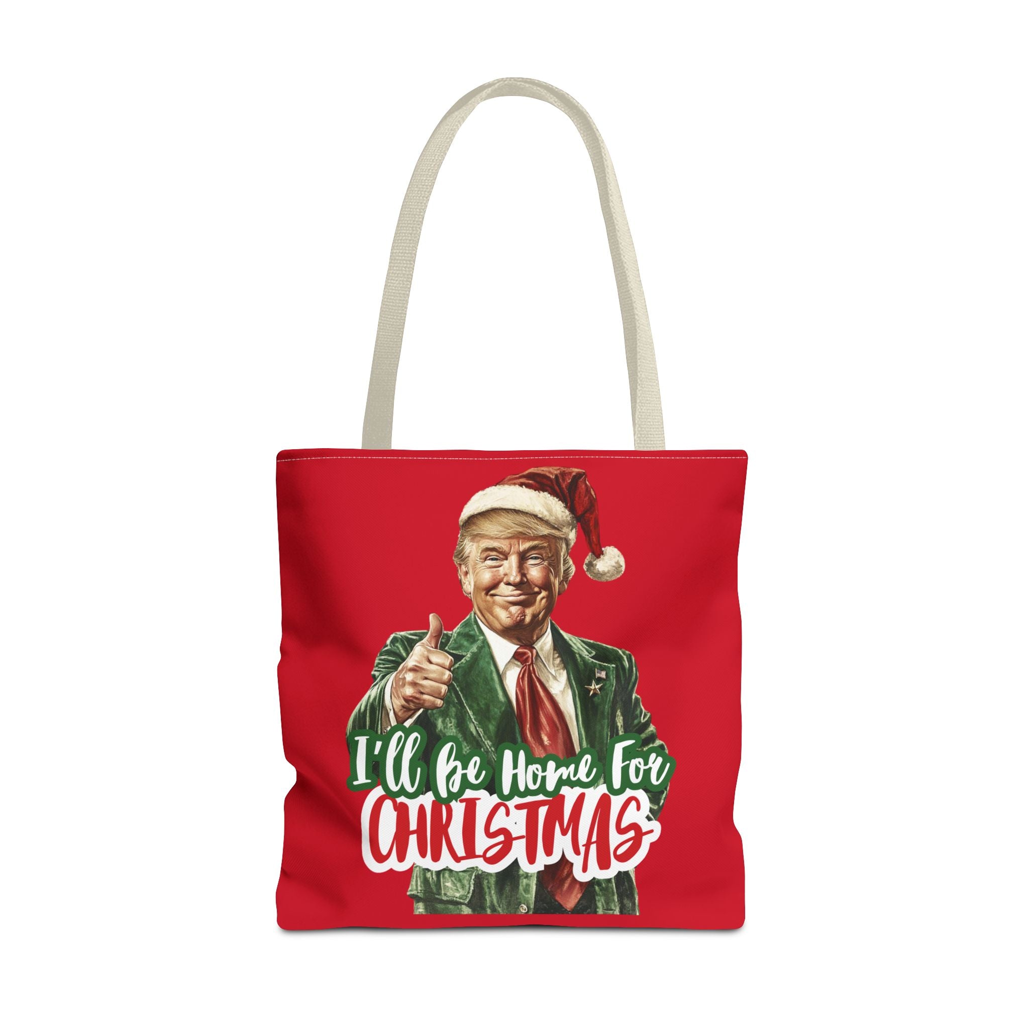Santa Trump "I'll Be Home for Christmas" Tote Bag (3 Sizes) - PatriotDepot.com