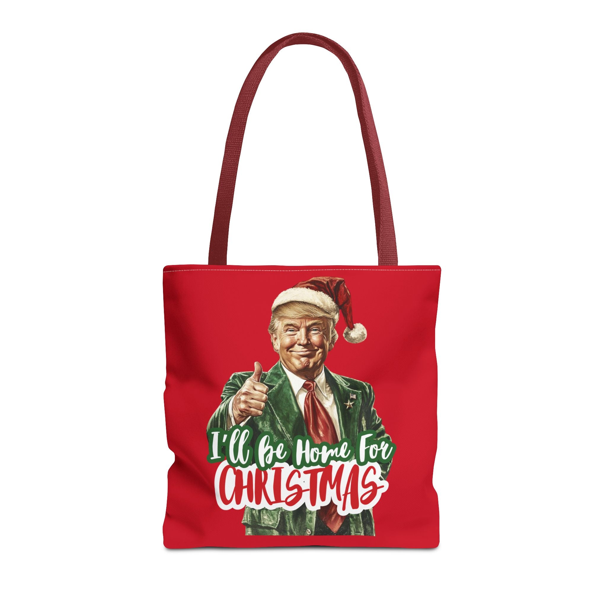 Santa Trump "I'll Be Home for Christmas" Tote Bag (3 Sizes) - PatriotDepot.com