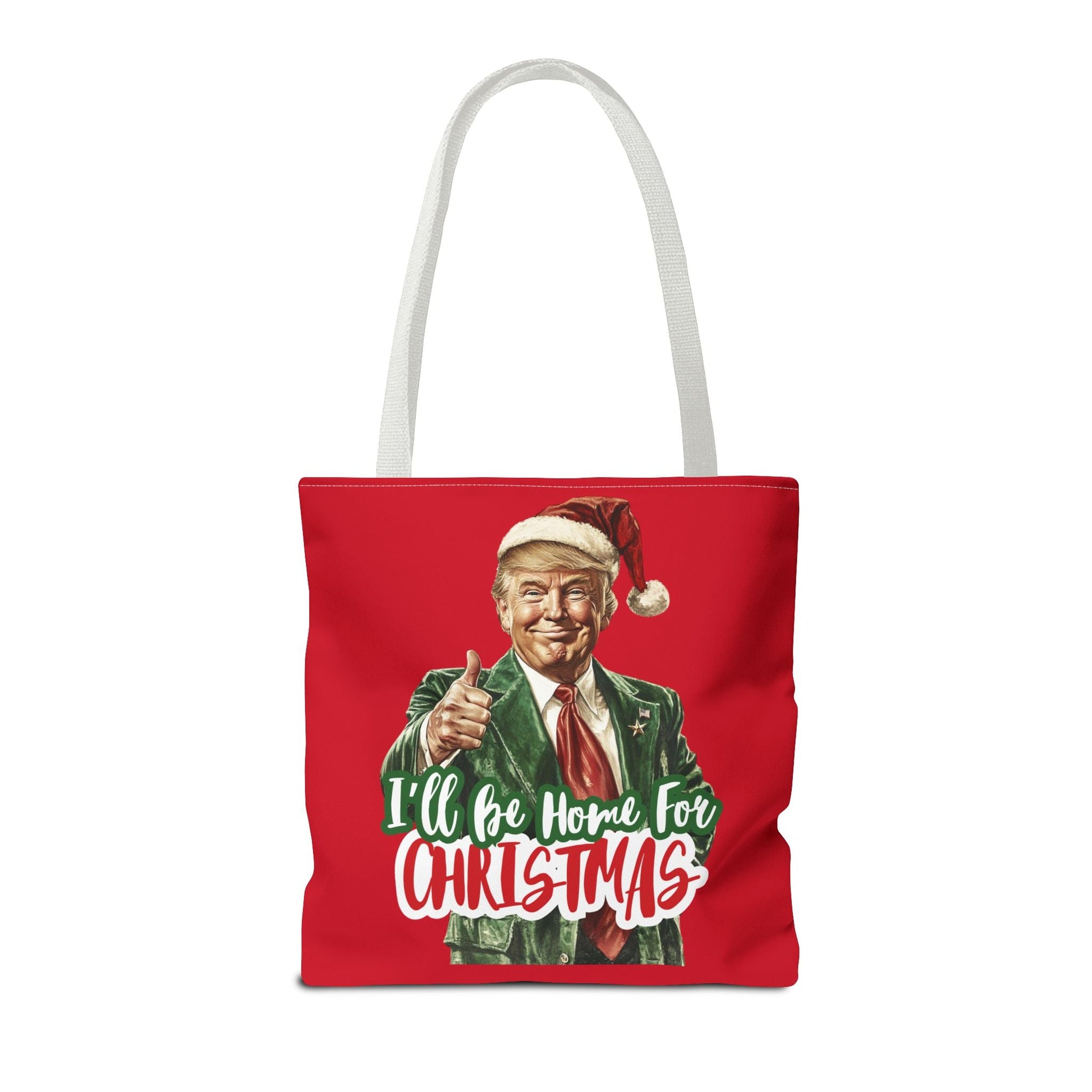 Santa Trump "I'll Be Home for Christmas" Tote Bag (3 Sizes) - PatriotDepot.com