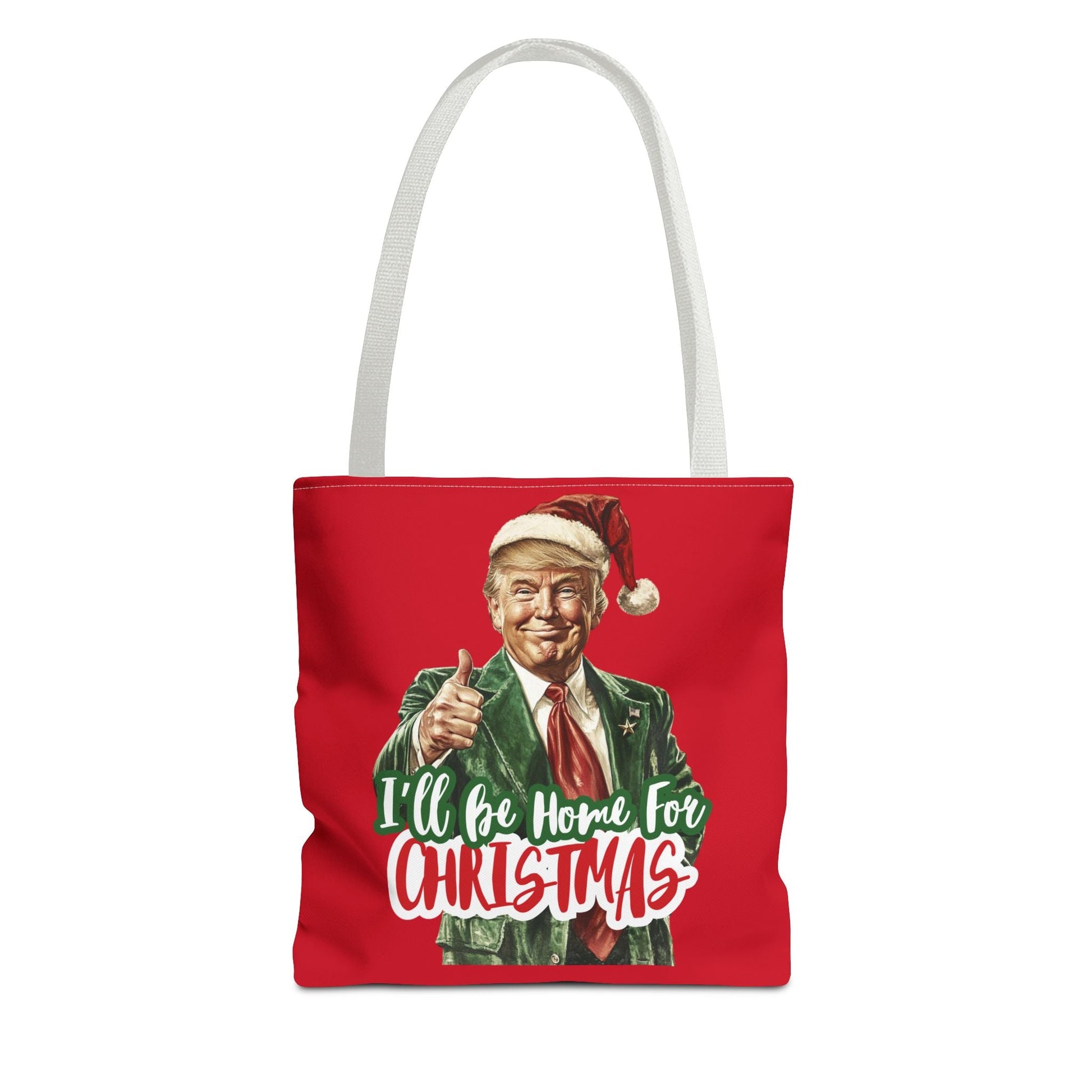 Santa Trump "I'll Be Home for Christmas" Tote Bag (3 Sizes) - PatriotDepot.com