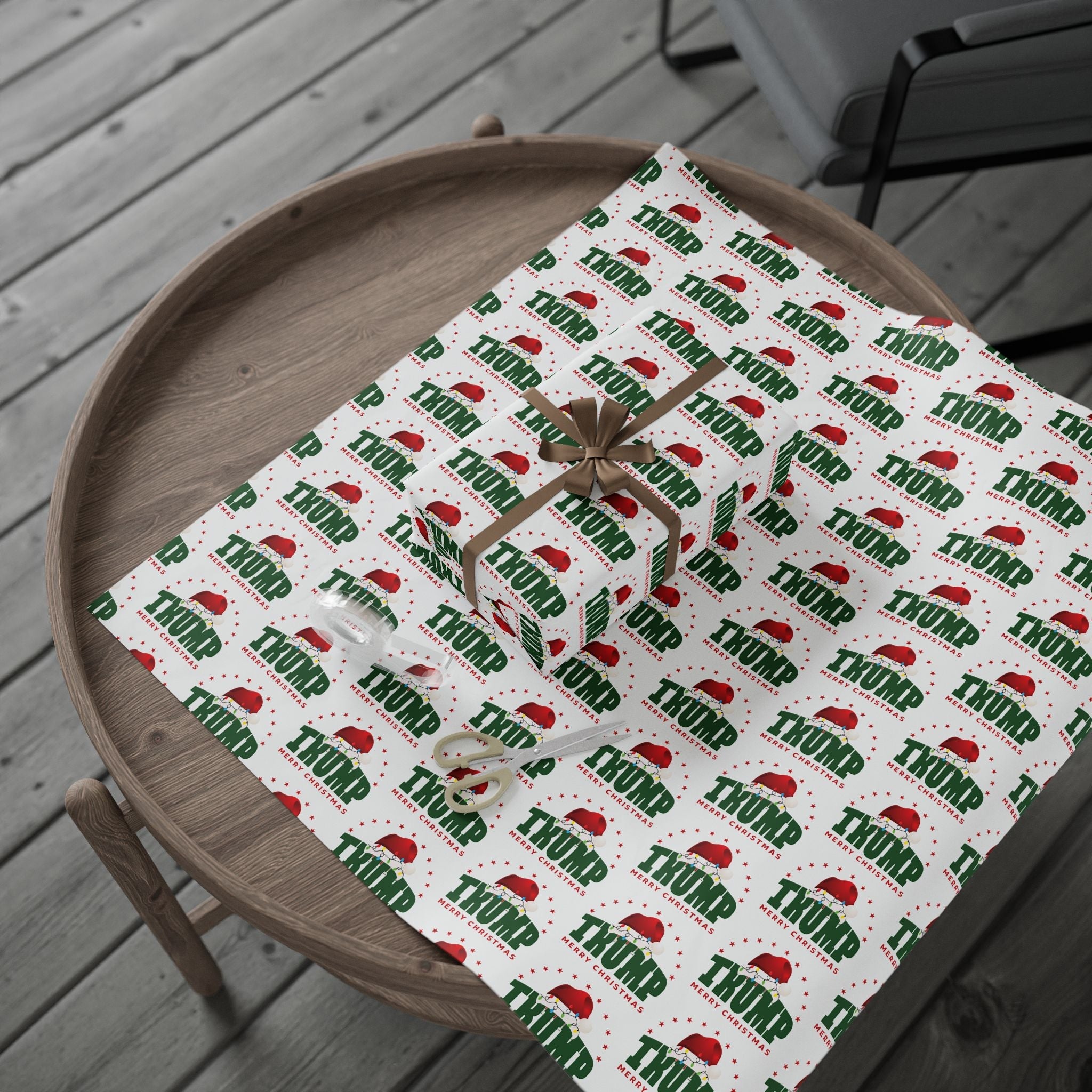 Santa Trump 'Merry Christmas' Custom Wrapping Paper Roll - PatriotDepot.com