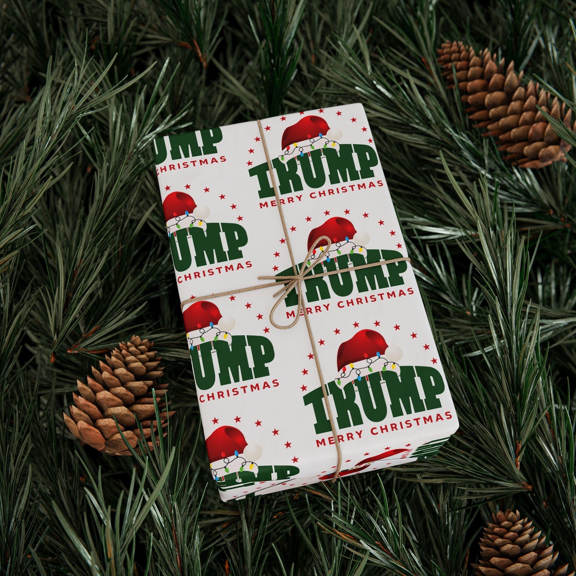 Santa Trump 'Merry Christmas' Custom Wrapping Paper Roll - PatriotDepot.com