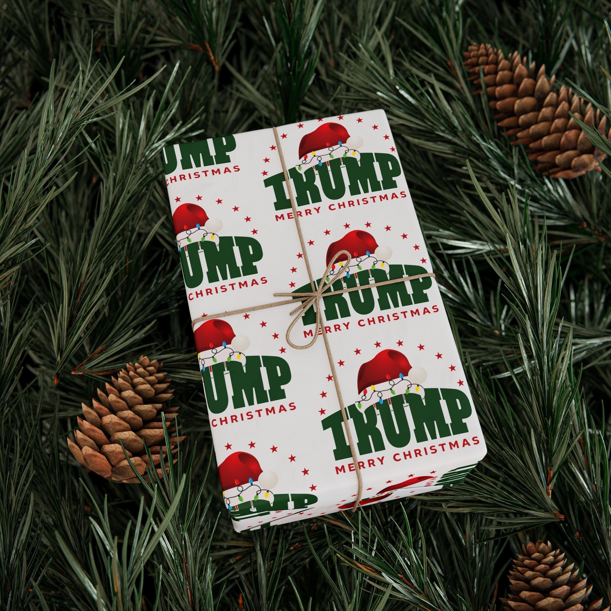 Santa Trump 'Merry Christmas' Custom Wrapping Paper Roll - PatriotDepot.com