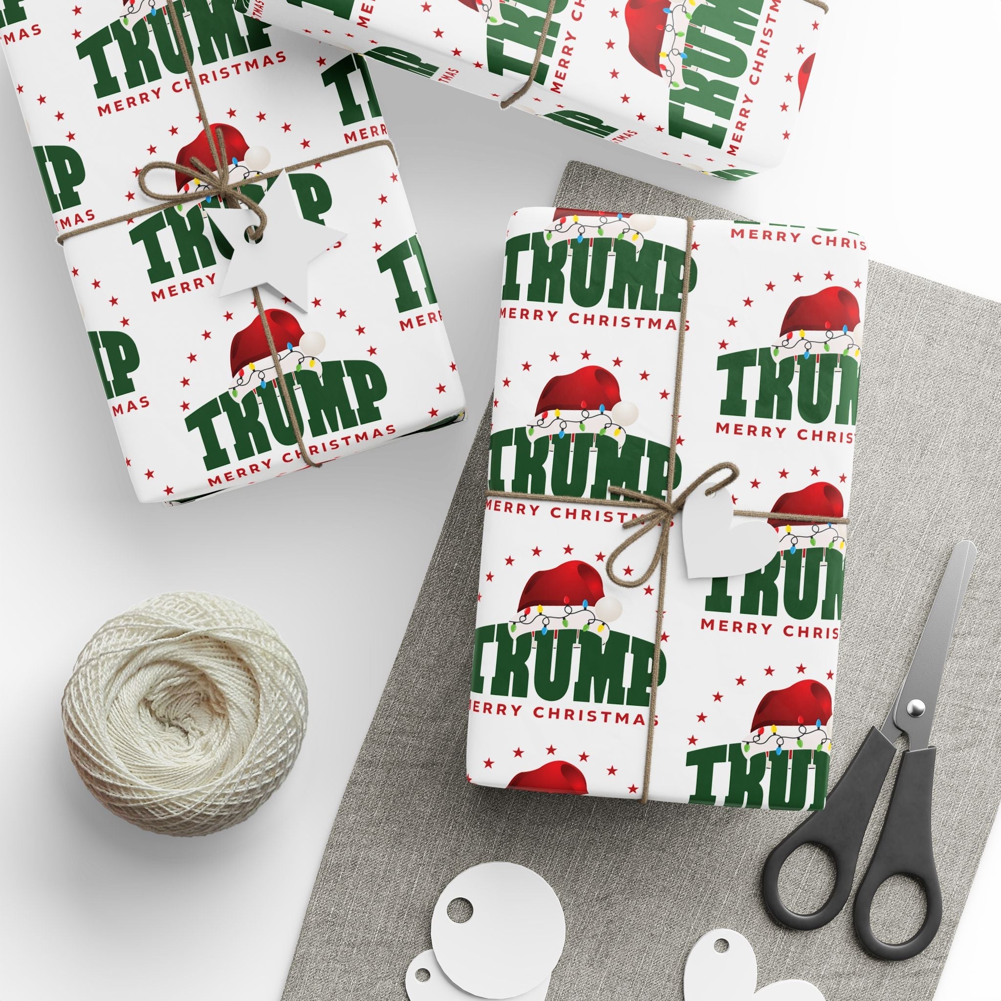 Santa Trump 'Merry Christmas' Custom Wrapping Paper Roll - PatriotDepot.com
