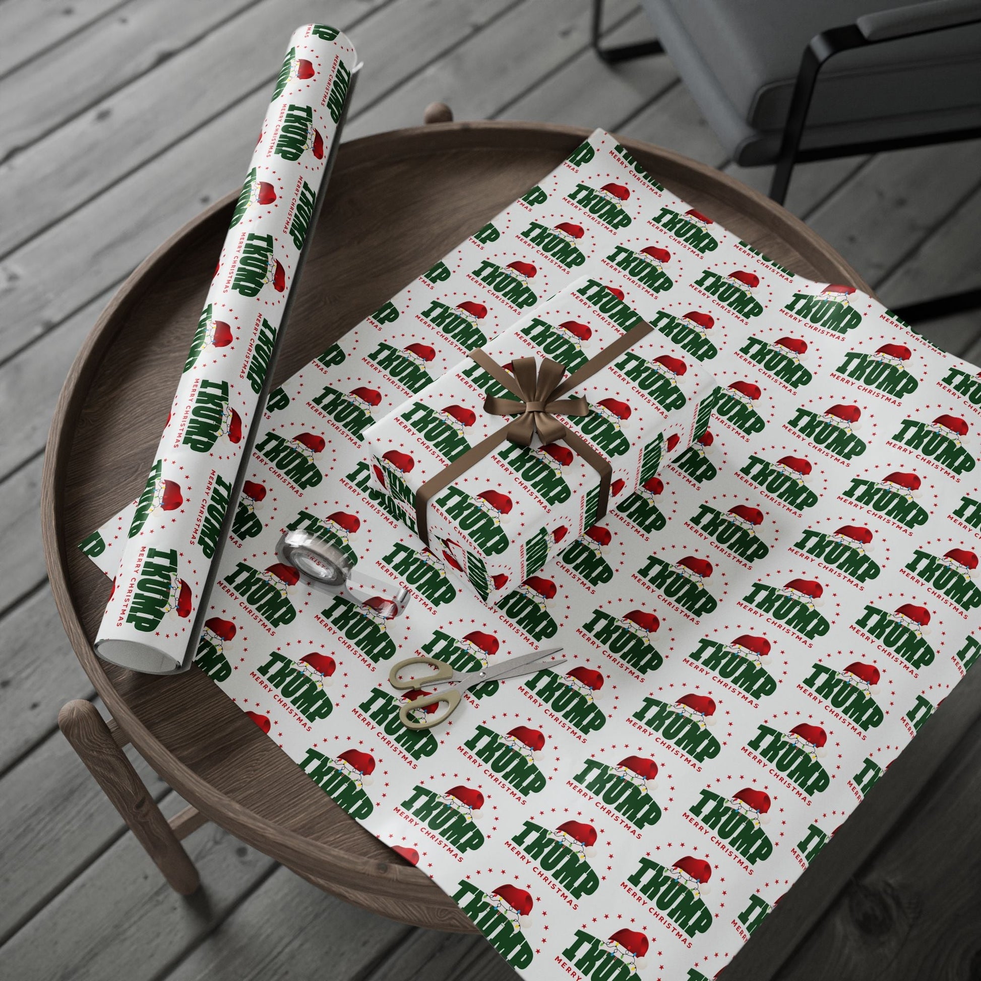 Santa Trump 'Merry Christmas' Custom Wrapping Paper Roll - PatriotDepot.com