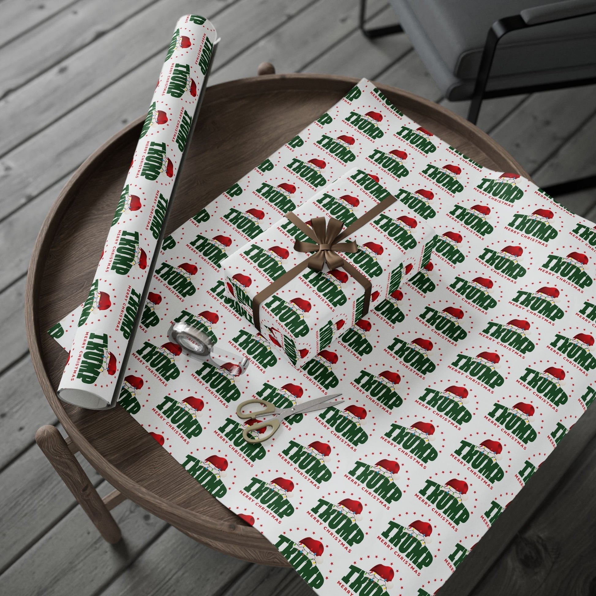 Santa Trump 'Merry Christmas' Custom Wrapping Paper Roll - PatriotDepot.com