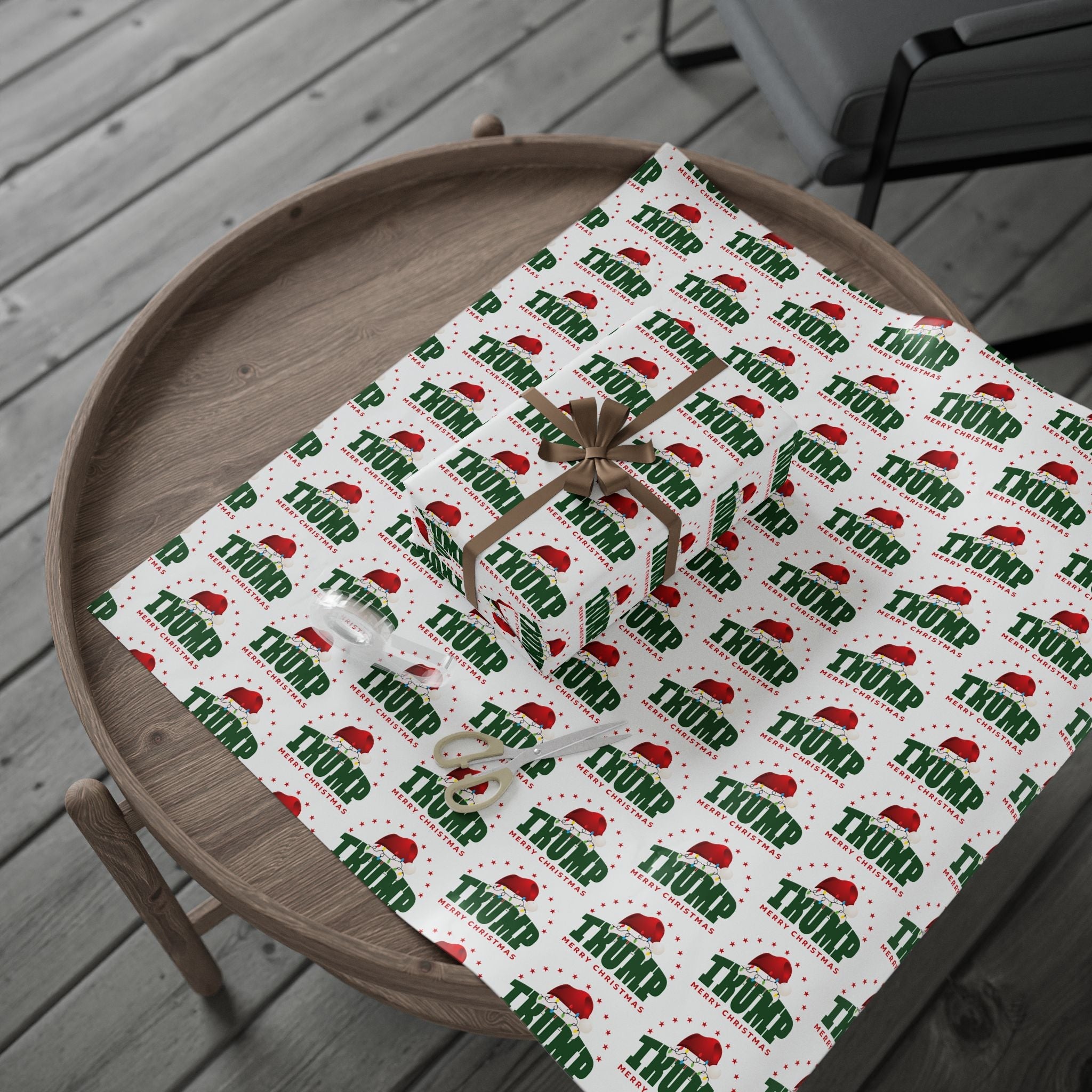 Santa Trump 'Merry Christmas' Custom Wrapping Paper Roll - PatriotDepot.com