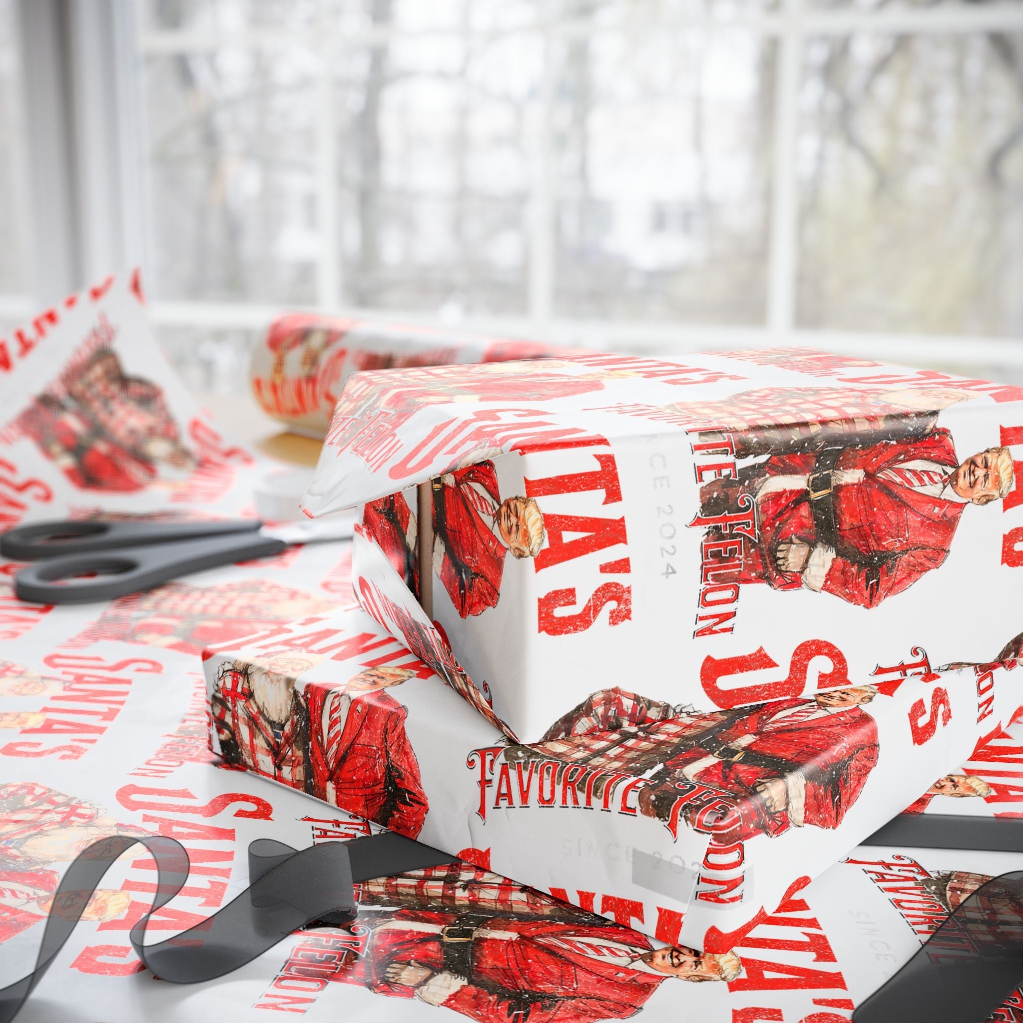 Santa's Favorite Felon Custom Wrapping Paper Roll - PatriotDepot.com