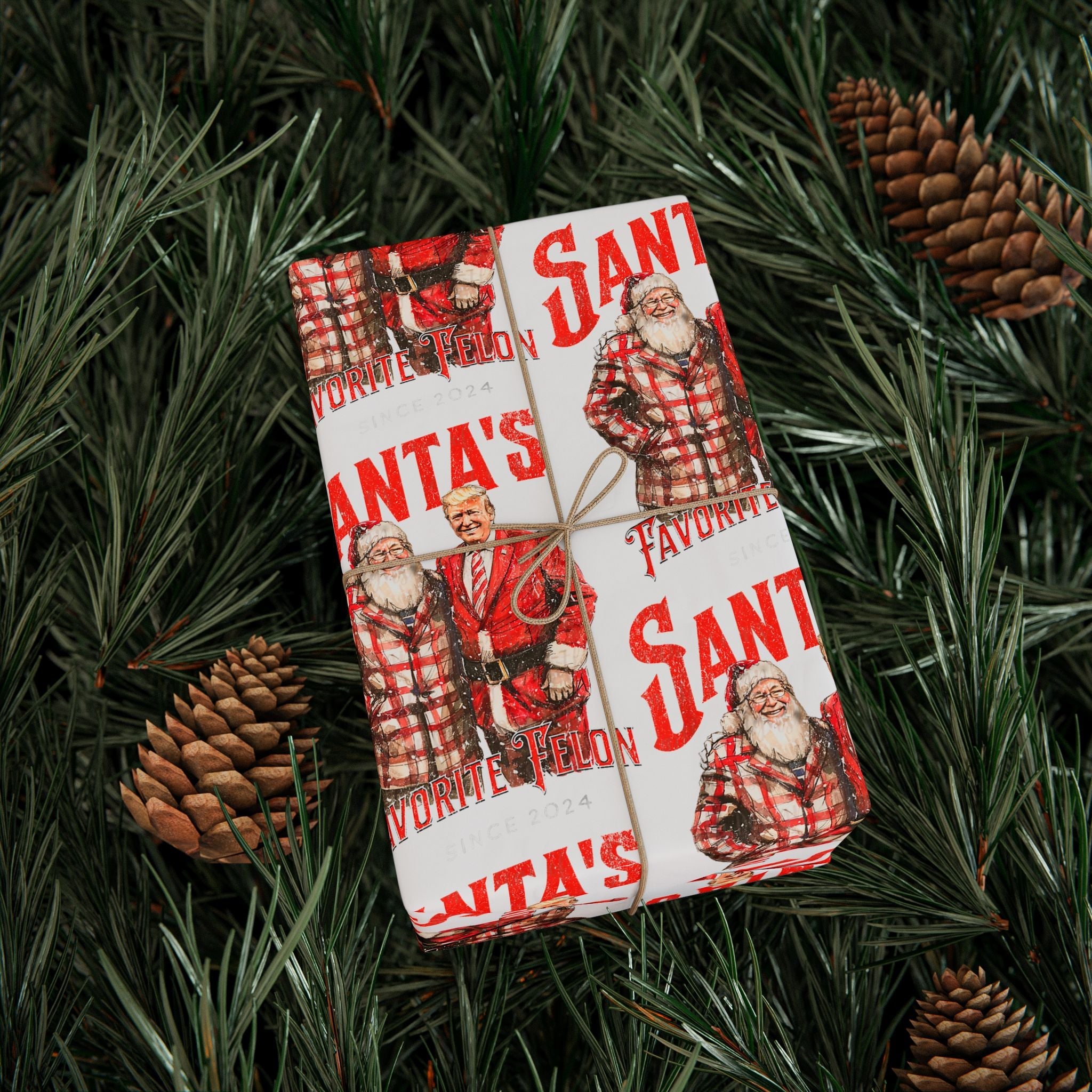 Santa's Favorite Felon Custom Wrapping Paper Roll - PatriotDepot.com