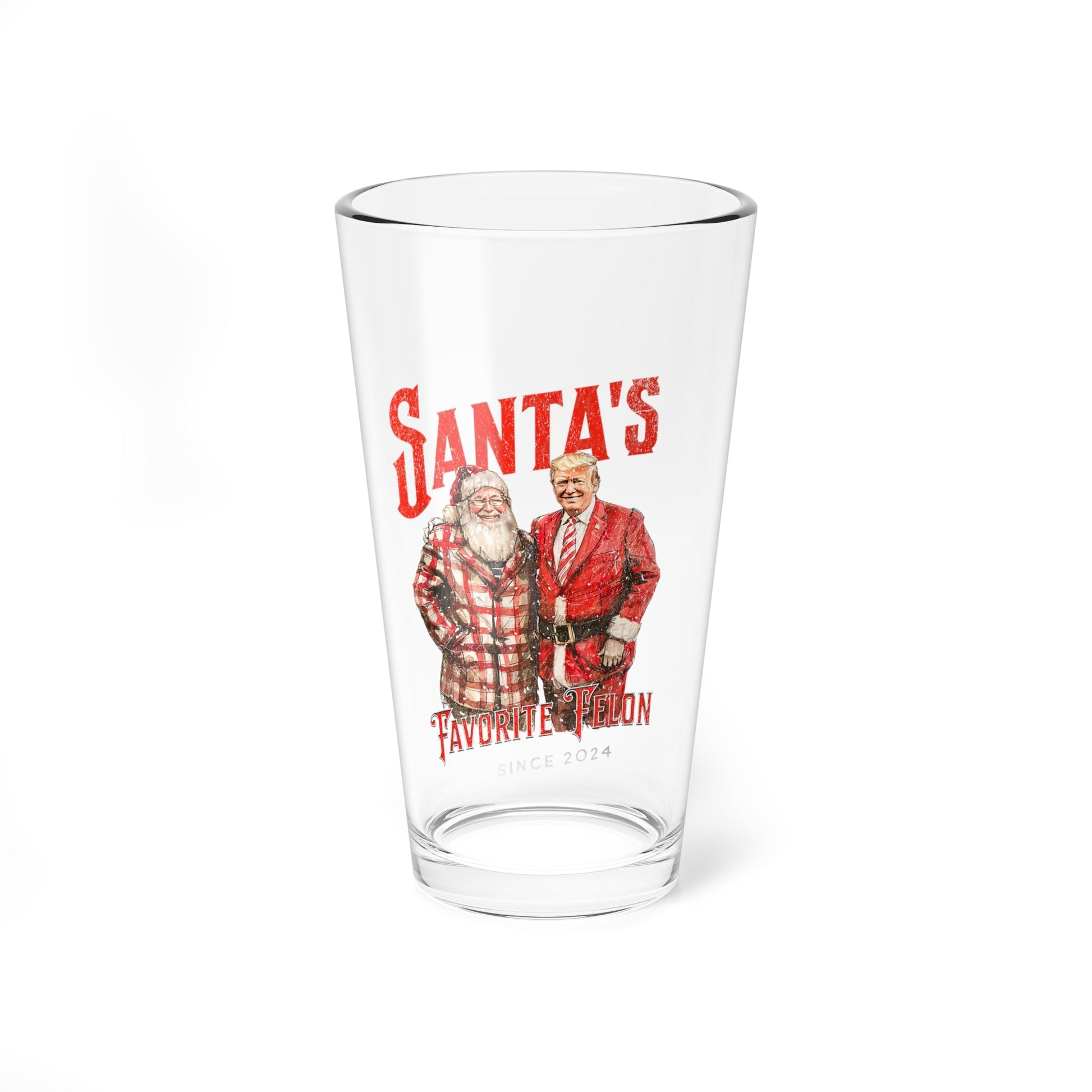 Santa's Favorite Felon Since 2024 Glass (16oz) - PatriotDepot.com