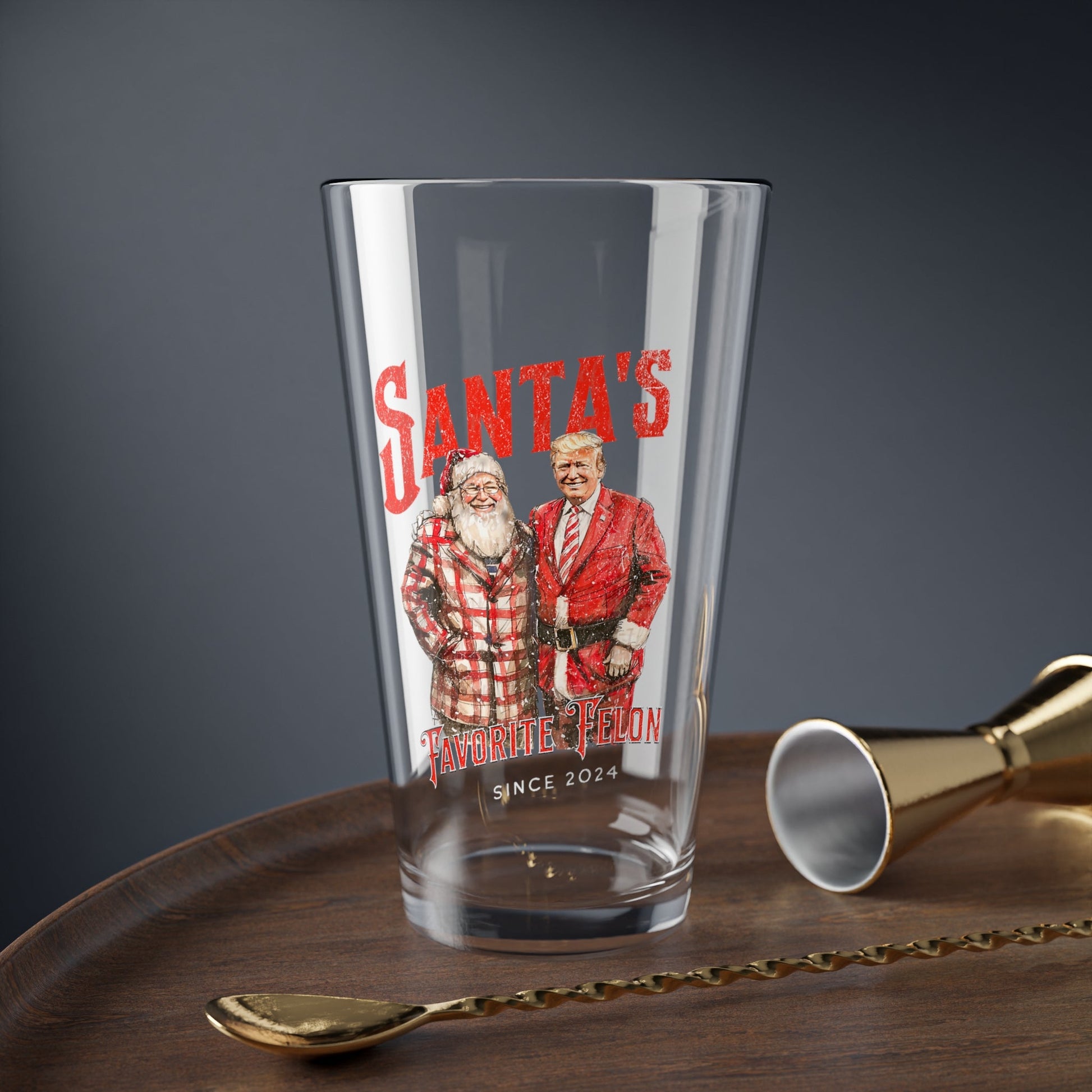 Santa's Favorite Felon Since 2024 Glass (16oz) - PatriotDepot.com