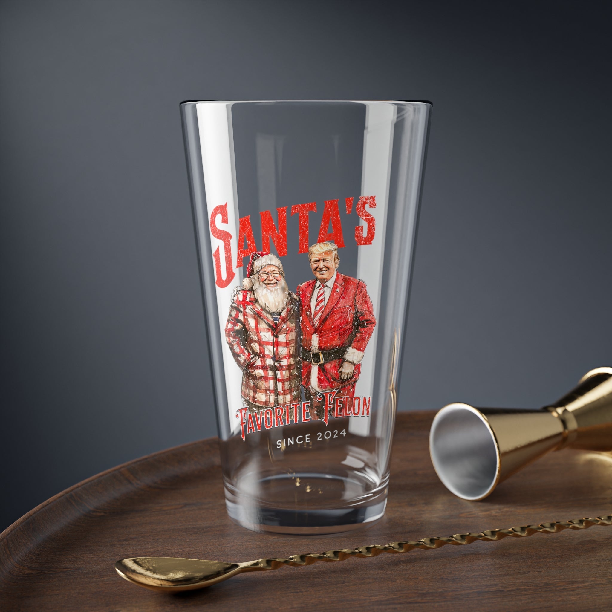 Santa's Favorite Felon Since 2024 Glass (16oz) - PatriotDepot.com