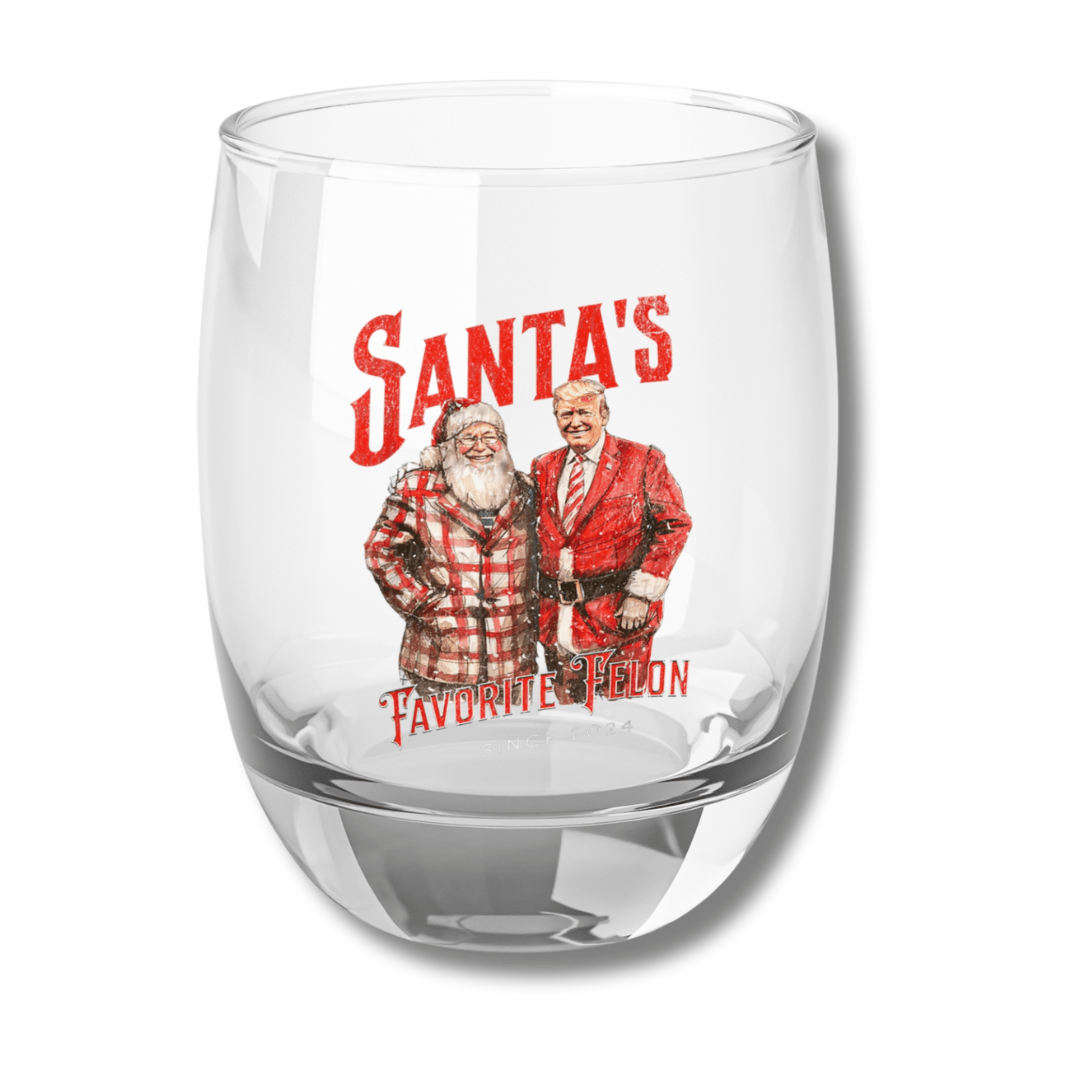 Santa's Favorite Felon Since 2024 Whiskey Glass - PatriotDepot.com