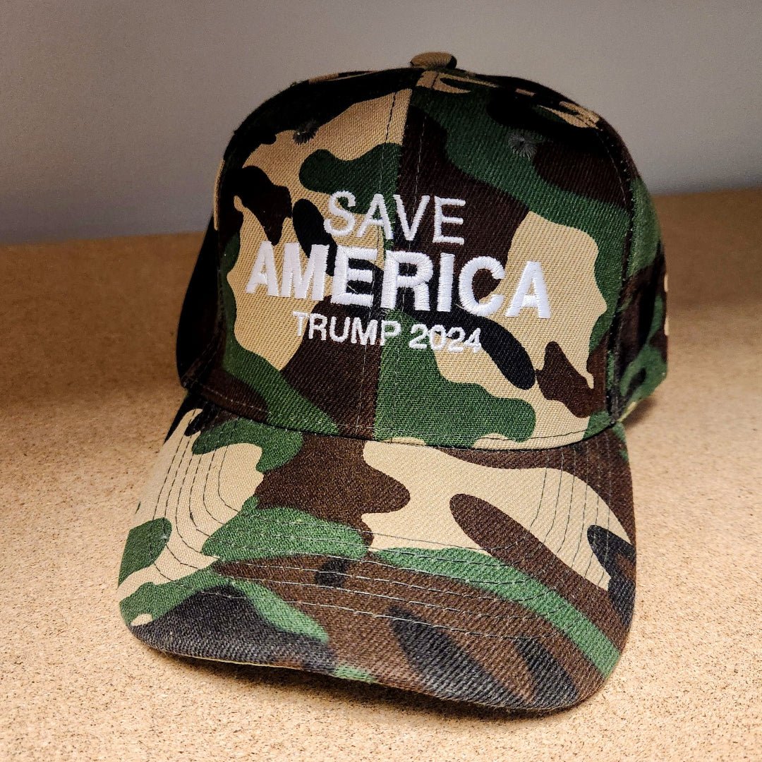 Save America Trump 2024 Custom Embroidered Hat (Camo) - PatriotDepot.com