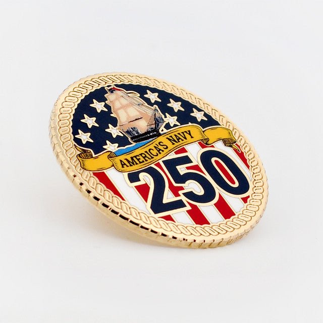 Sea Power Forged: U.S. Navy 250th Anniversary Commemorative Lapel Pin (1775–2025) - PatriotDepot.com