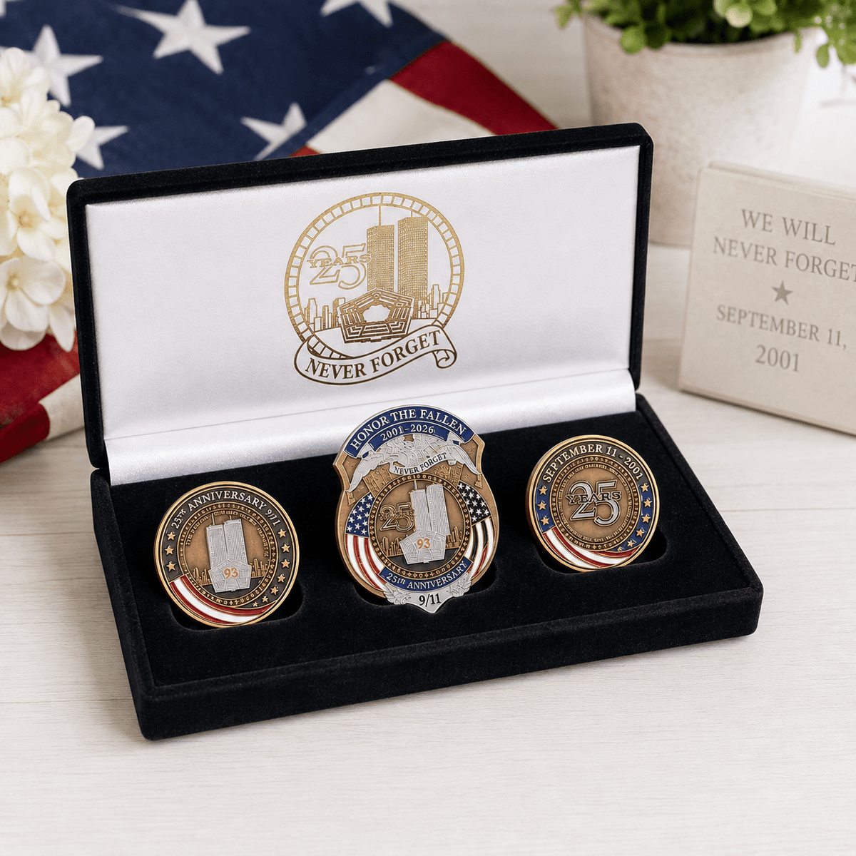 September 11 25th Anniversary Honor the Fallen Commemorative Badge & Challenge Coin Collection | 2001–2026 - PatriotDepot.com