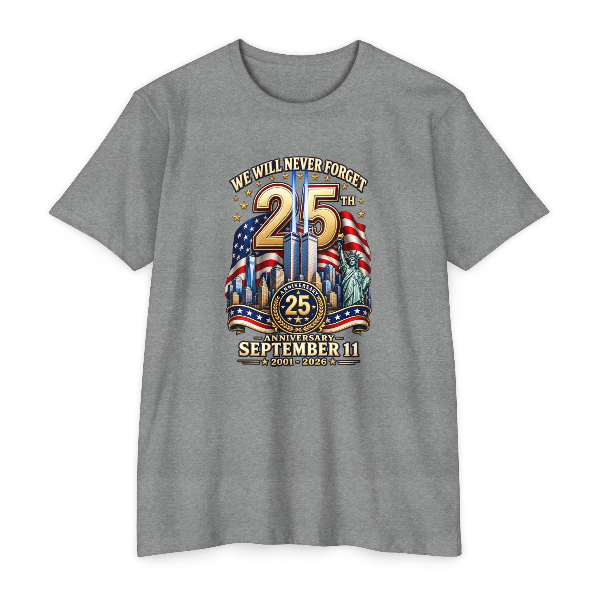 September 11 25th Anniversary Memorial T-Shirt | Twin Towers Edition - PatriotDepot.com