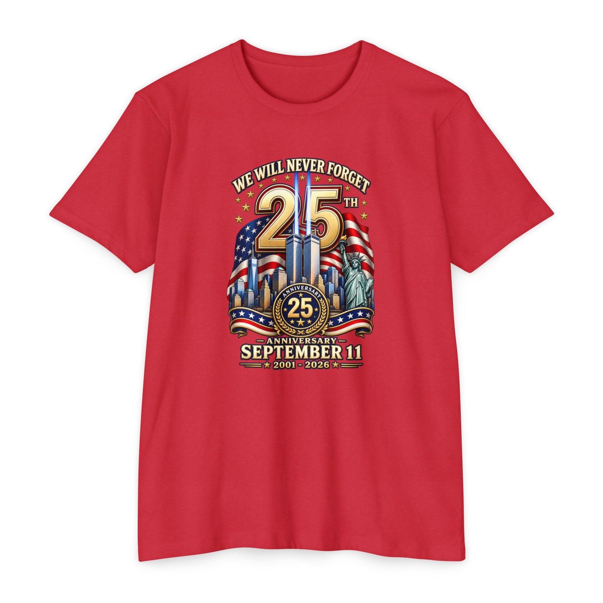 September 11 25th Anniversary Memorial T-Shirt | Twin Towers Edition - PatriotDepot.com